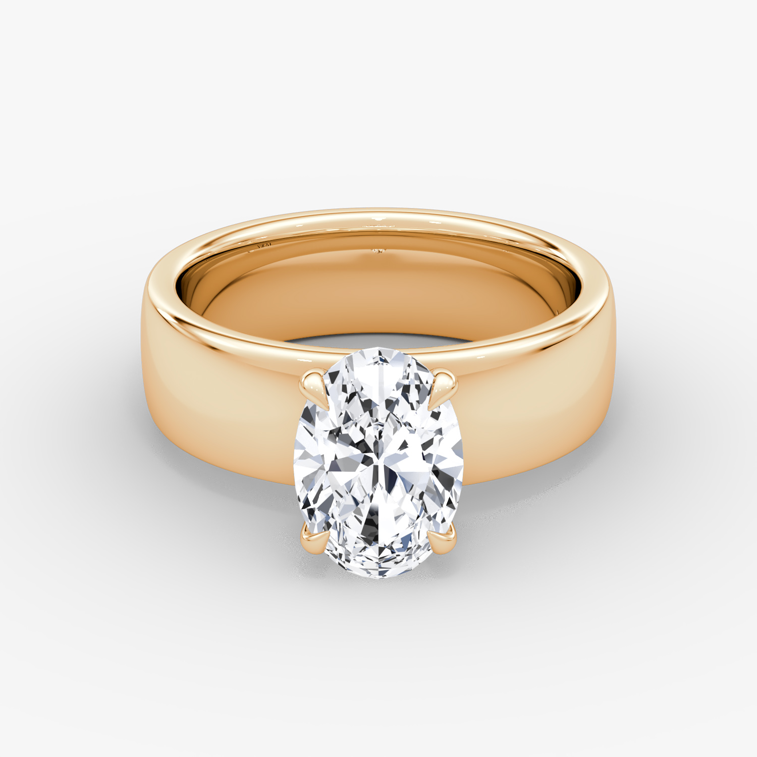 Cigar Band Solitaire | Oval | 14k | Rose Gold | bandWidth: 6mm | diamondOrientation: vertical | caratWeight: other