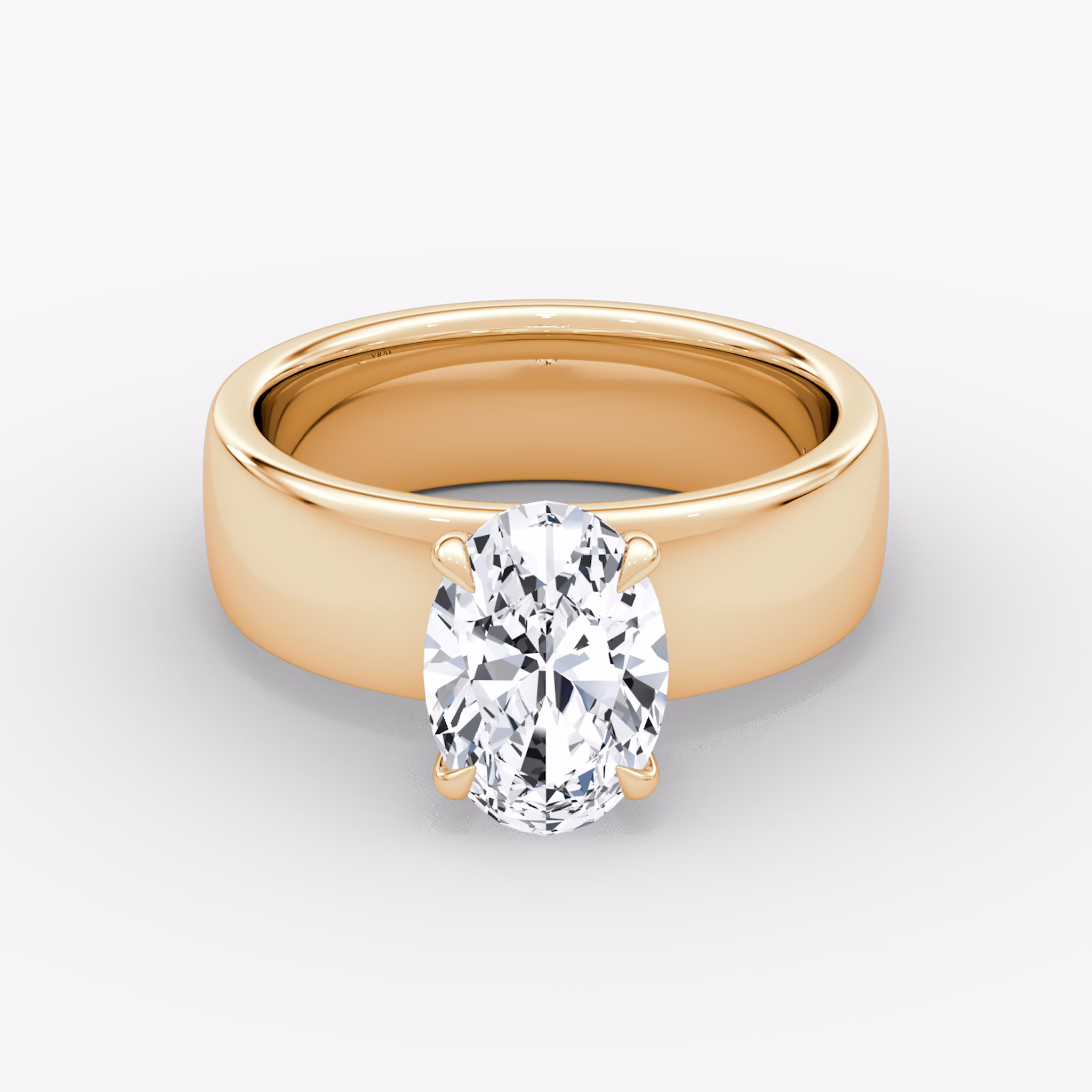 Cigar Band Solitaire | Oval | 14k | Rose Gold | bandWidth: 6mm | diamondOrientation: vertical | caratWeight: other