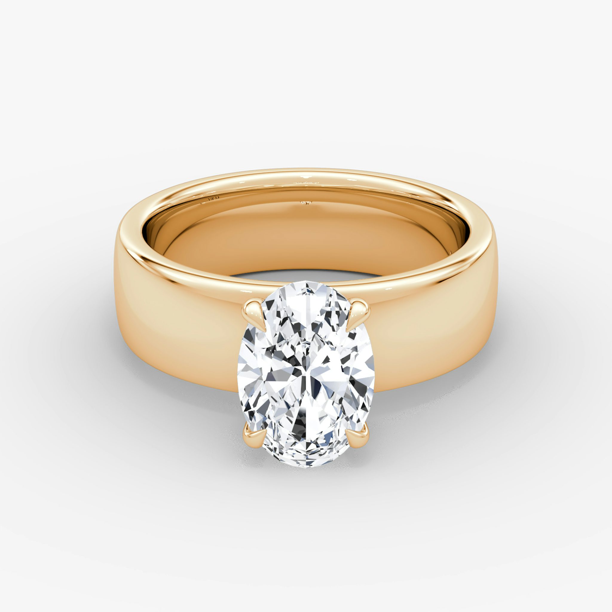 Cigar Band Solitaire | Oval | 14k | Rose Gold | bandWidth: 6mm | diamondOrientation: vertical | caratWeight: other