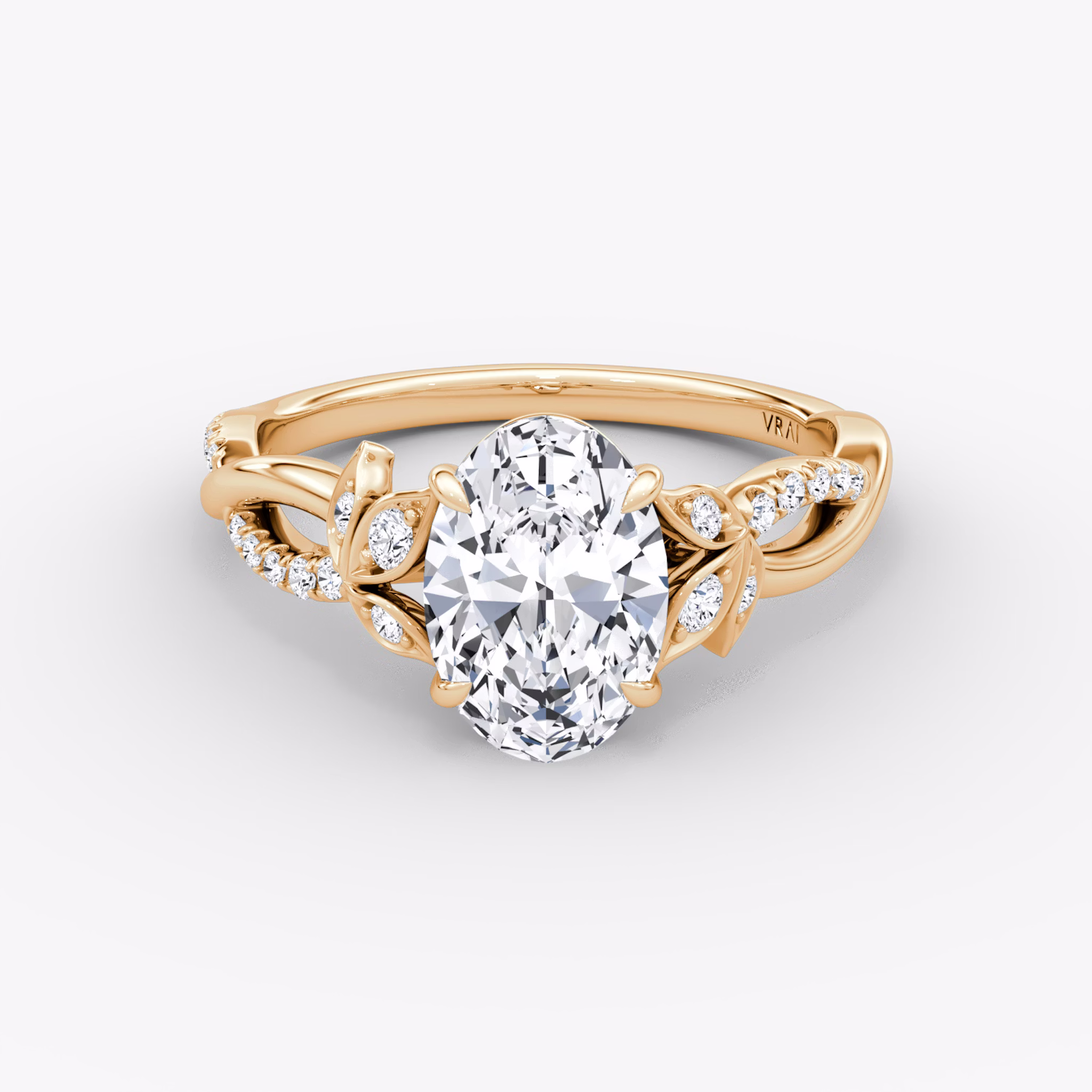 Twisted Floral | Oval | 14k | Roségold | bandAccent: Mit Pavé-Besatz | diamondOrientation: vertical | caratWeight: other