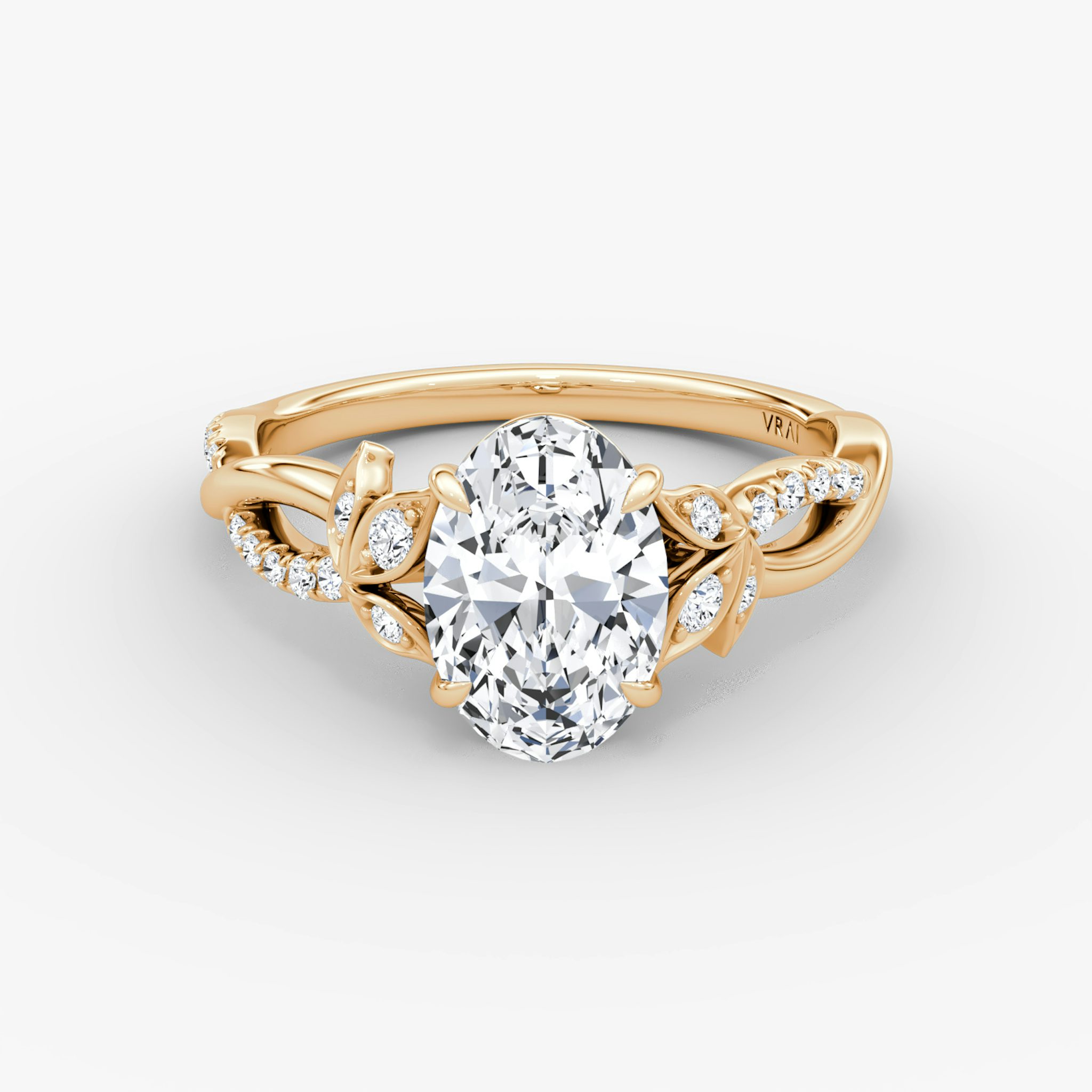 Twisted Floral | Oval | 14k | Roségold | bandAccent: Mit Pavé-Besatz | diamondOrientation: vertical | caratWeight: other