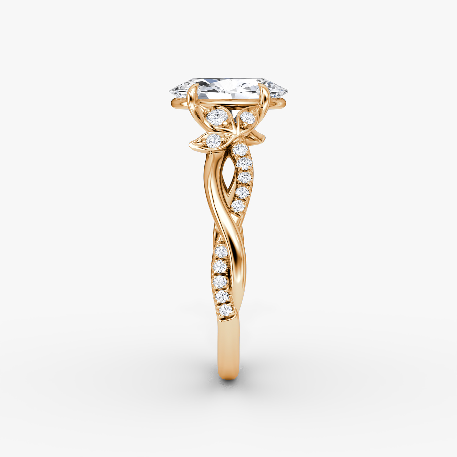 The Twisted Floral | Oval | 14k | Rose Gold | bandAccent: Pavé | diamondOrientation: vertical | caratWeight: other