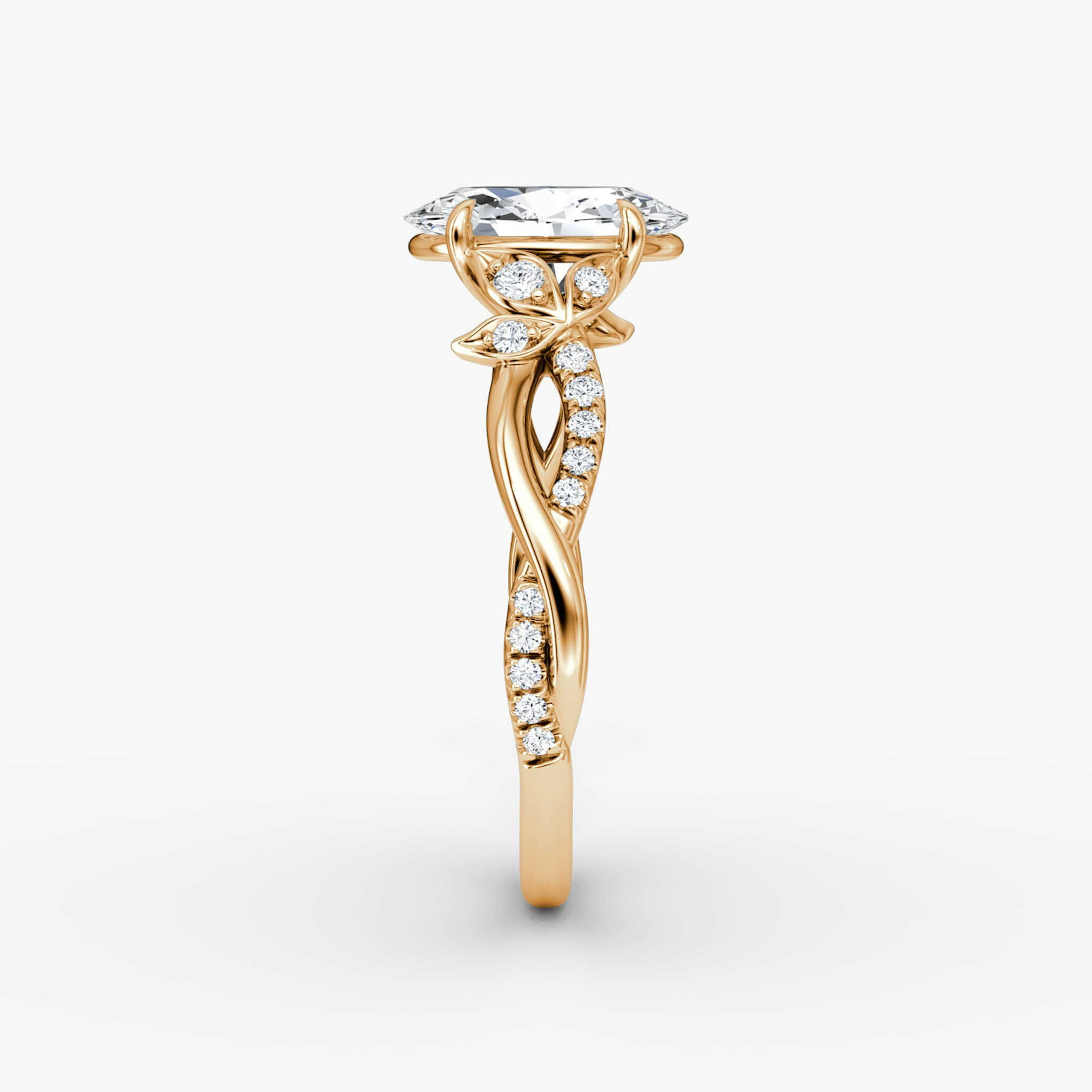 Twisted Floral | Oval | 14k | Roségold | bandAccent: Mit Pavé-Besatz | diamondOrientation: vertical | caratWeight: other