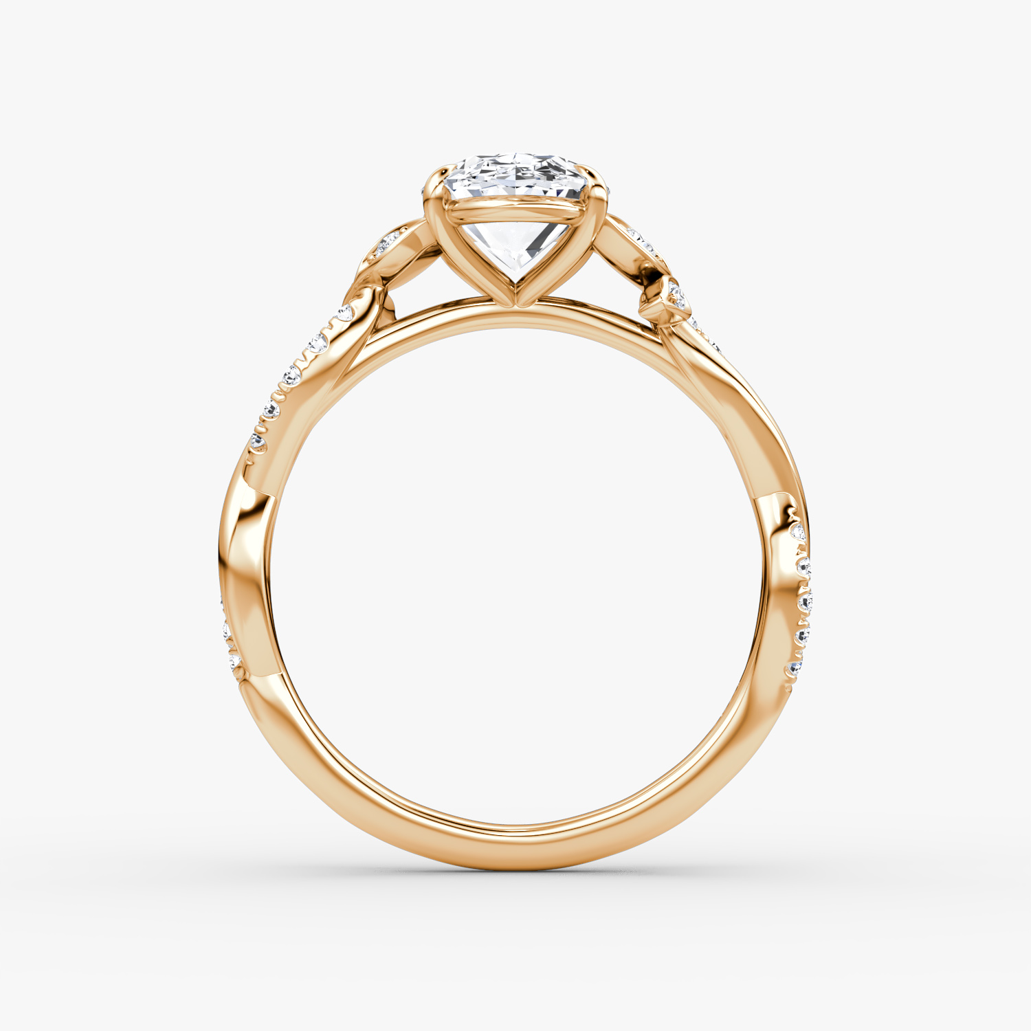 The Twisted Floral | Oval | 14k | Rose Gold | bandAccent: Pavé | diamondOrientation: vertical | caratWeight: other
