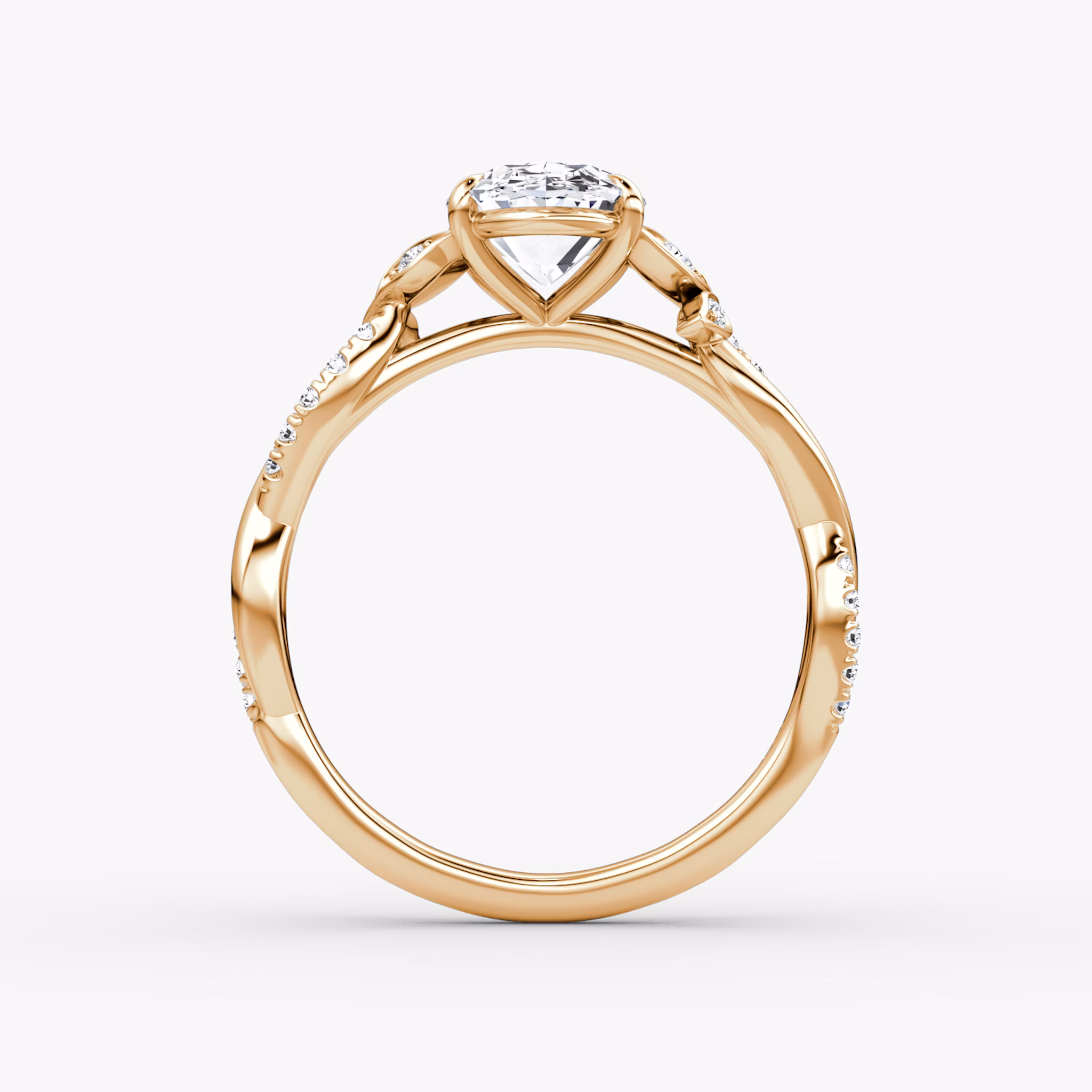 Twisted Floral | Oval | 14k | Roségold | bandAccent: Mit Pavé-Besatz | diamondOrientation: vertical | caratWeight: other