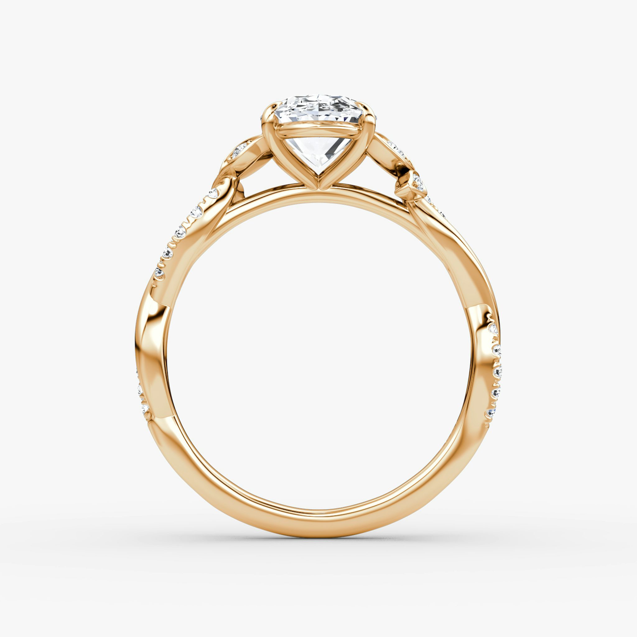 Twisted Floral | Oval | 14k | Roségold | bandAccent: Mit Pavé-Besatz | diamondOrientation: vertical | caratWeight: other