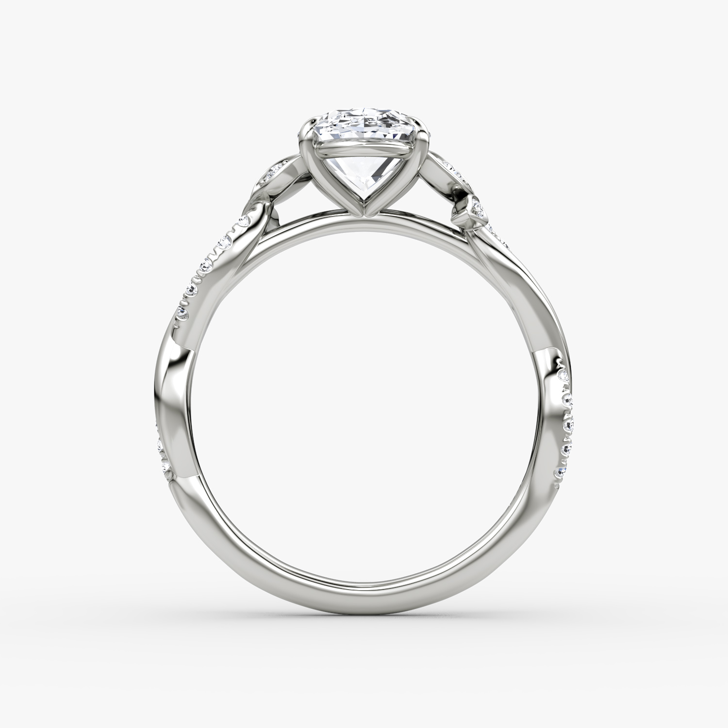 The Twisted Floral | Oval | Platinum | bandAccent: Pavé | diamondOrientation: vertical | caratWeight: other