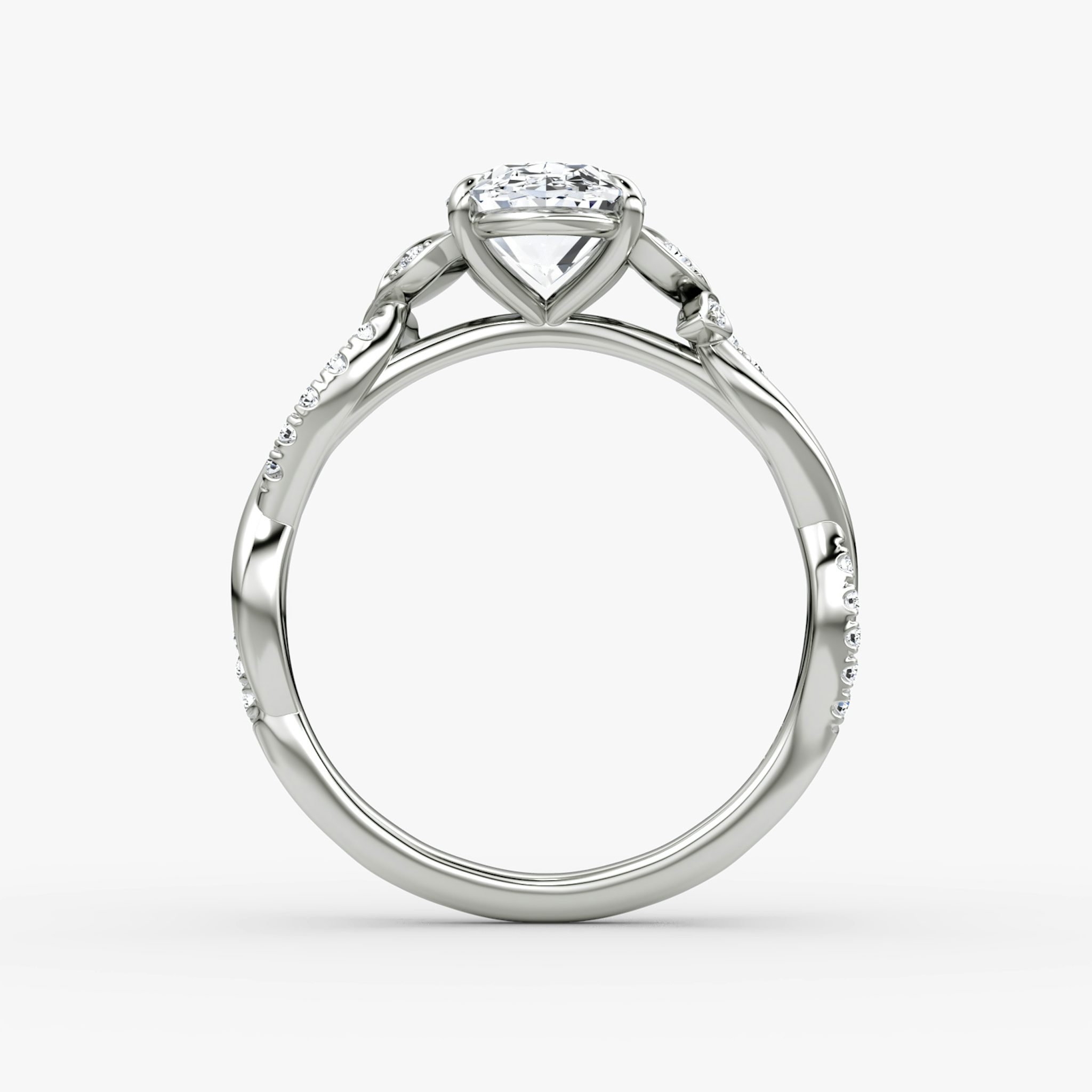 The Twisted Floral | Oval | Platinum | bandAccent: Pavé | diamondOrientation: vertical | caratWeight: other