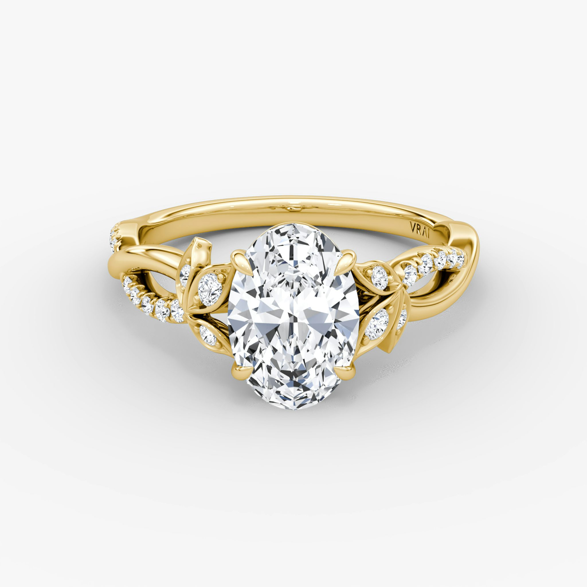 The Twisted Floral | Oval | 18k | Yellow Gold | bandAccent: Pavé | diamondOrientation: vertical | caratWeight: other