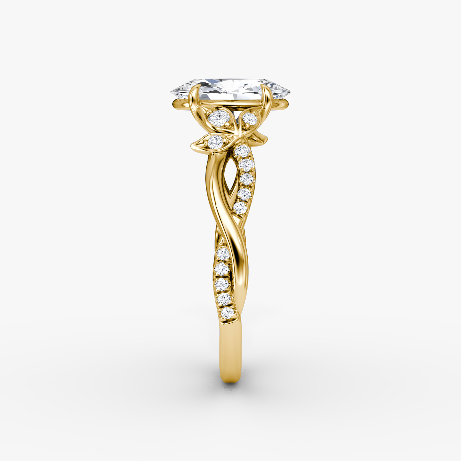 The Twisted Floral | Oval | 18k | Yellow Gold | bandAccent: Pavé | diamondOrientation: vertical | caratWeight: other