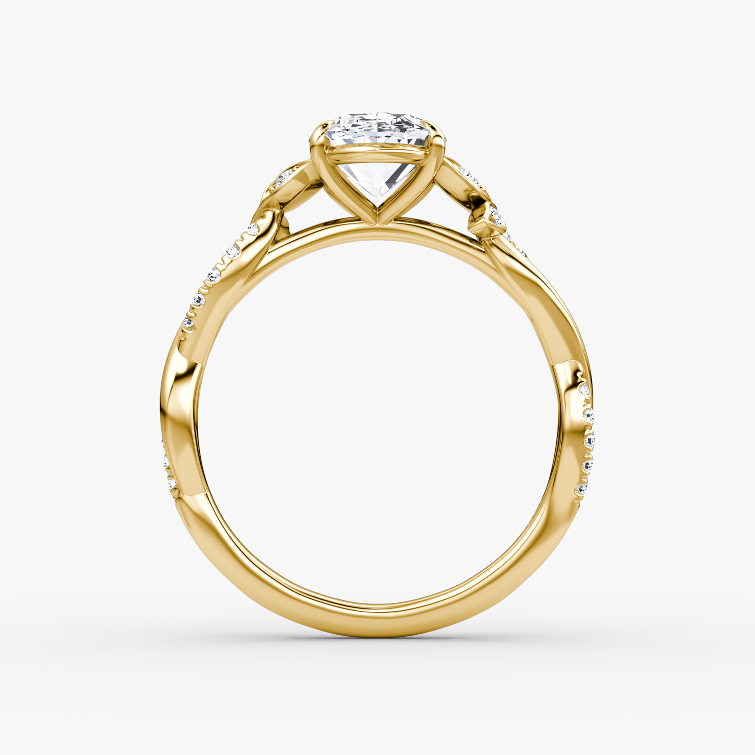 The Twisted Floral | Oval | 18k | Yellow Gold | bandAccent: Pavé | diamondOrientation: vertical | caratWeight: other