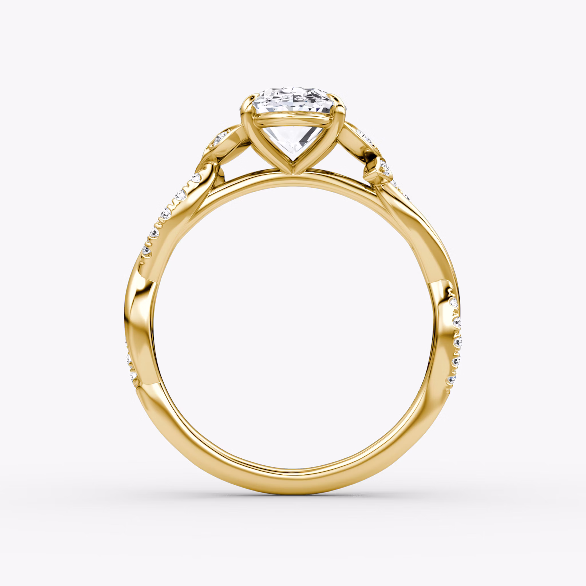 The Twisted Floral | Oval | 18k | Yellow Gold | bandAccent: Pavé | diamondOrientation: vertical | caratWeight: other