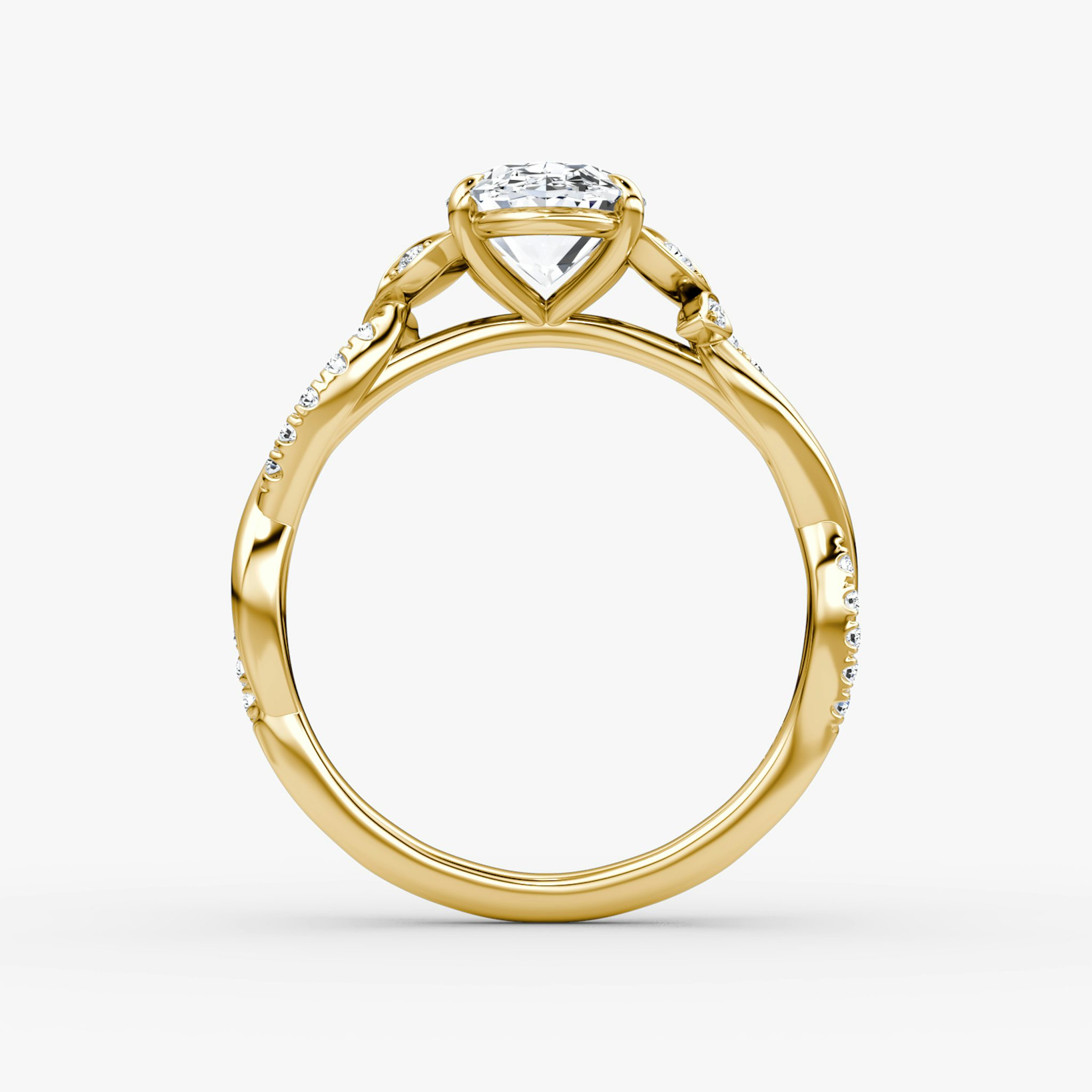 The Twisted Floral | Oval | 18k | Yellow Gold | bandAccent: Pavé | diamondOrientation: vertical | caratWeight: other