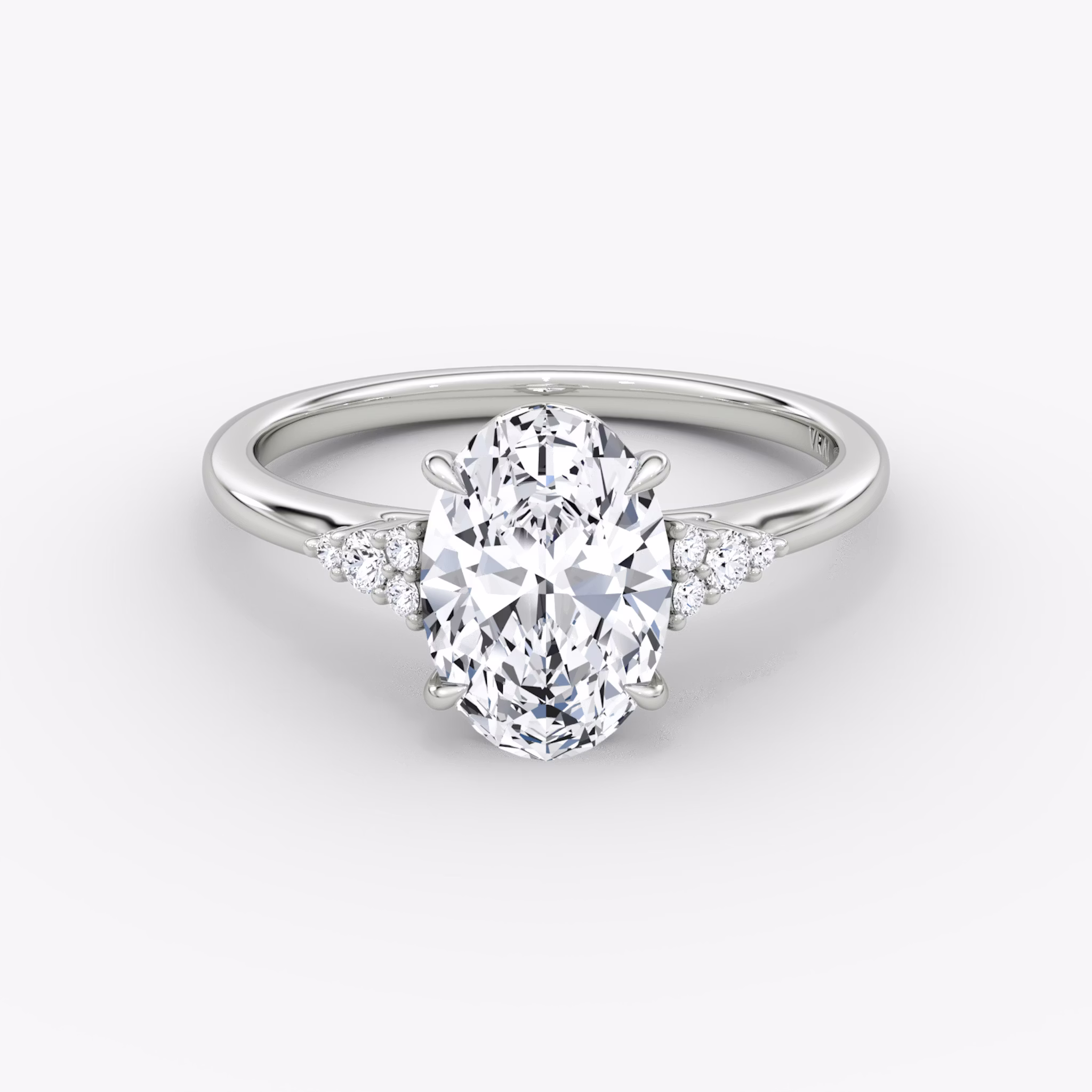 The Side Cluster Cathedral | Oval | Platinum | bandAccent: Plain | diamondOrientation: vertical | caratWeight: other
