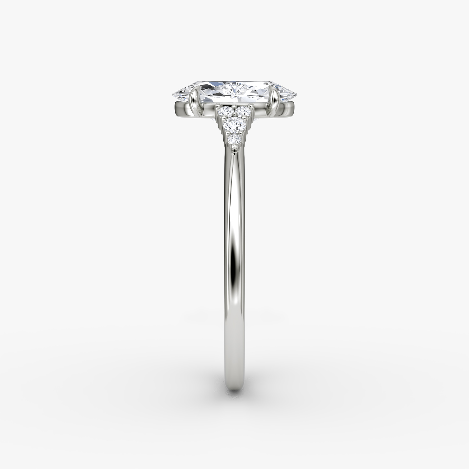 The Side Cluster Cathedral | Oval | Platinum | bandAccent: Plain | diamondOrientation: vertical | caratWeight: other