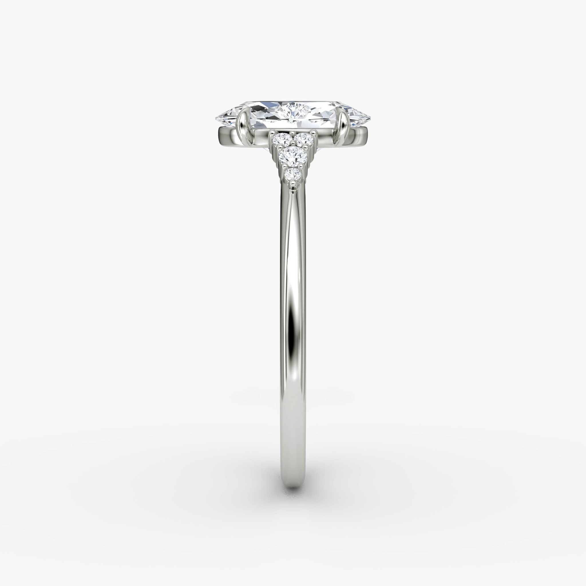 The Side Cluster Cathedral | Oval | Platinum | bandAccent: Plain | diamondOrientation: vertical | caratWeight: other