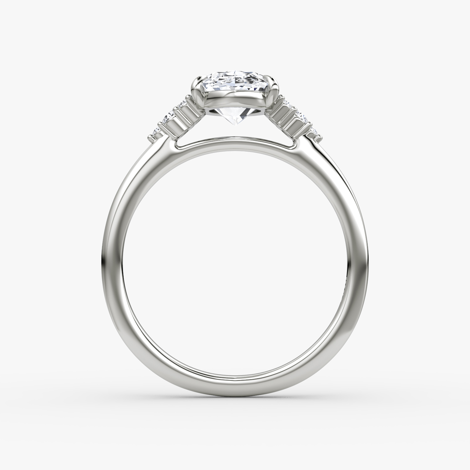 The Side Cluster Cathedral | Oval | Platinum | bandAccent: Plain | diamondOrientation: vertical | caratWeight: other