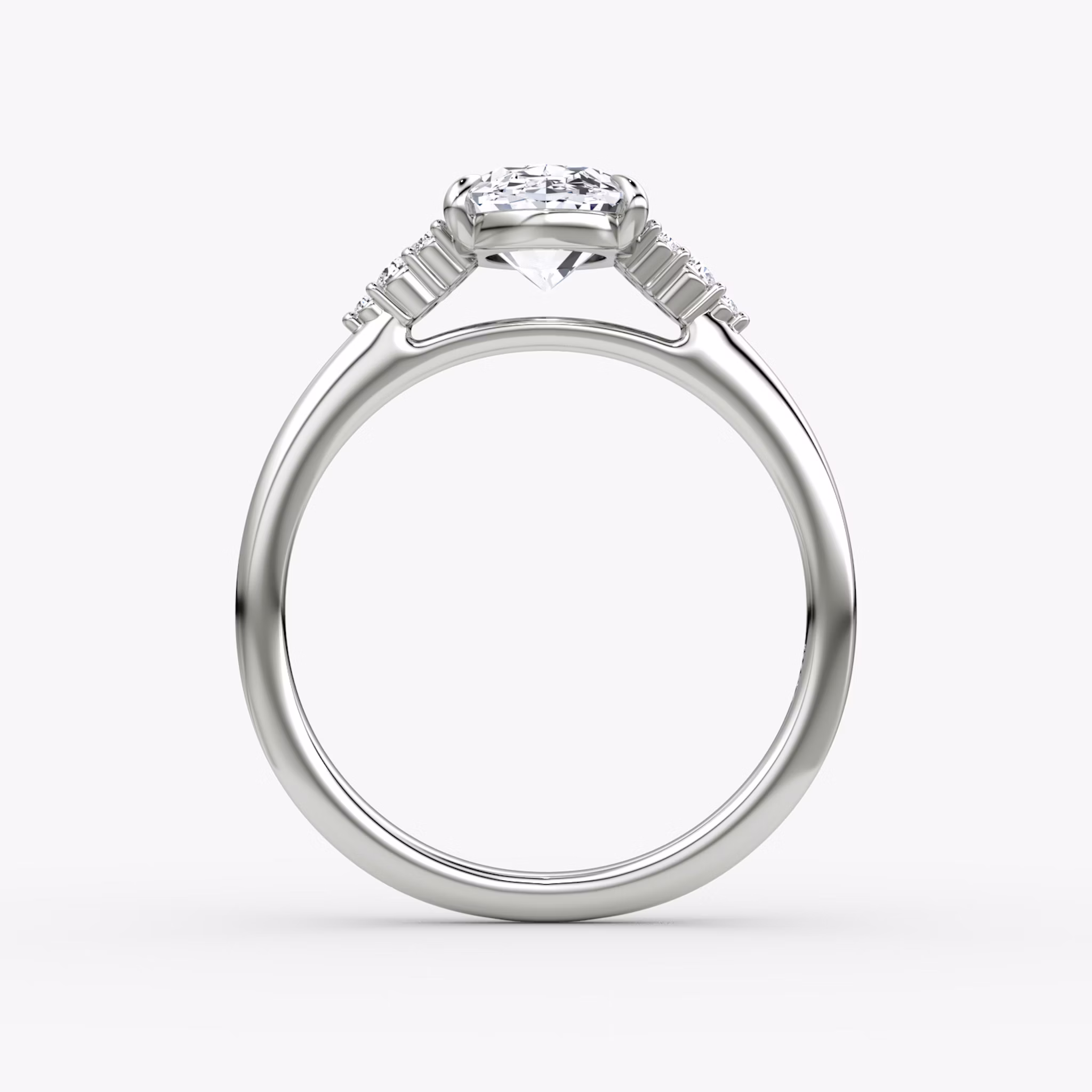 The Side Cluster Cathedral | Oval | Platinum | bandAccent: Plain | diamondOrientation: vertical | caratWeight: other