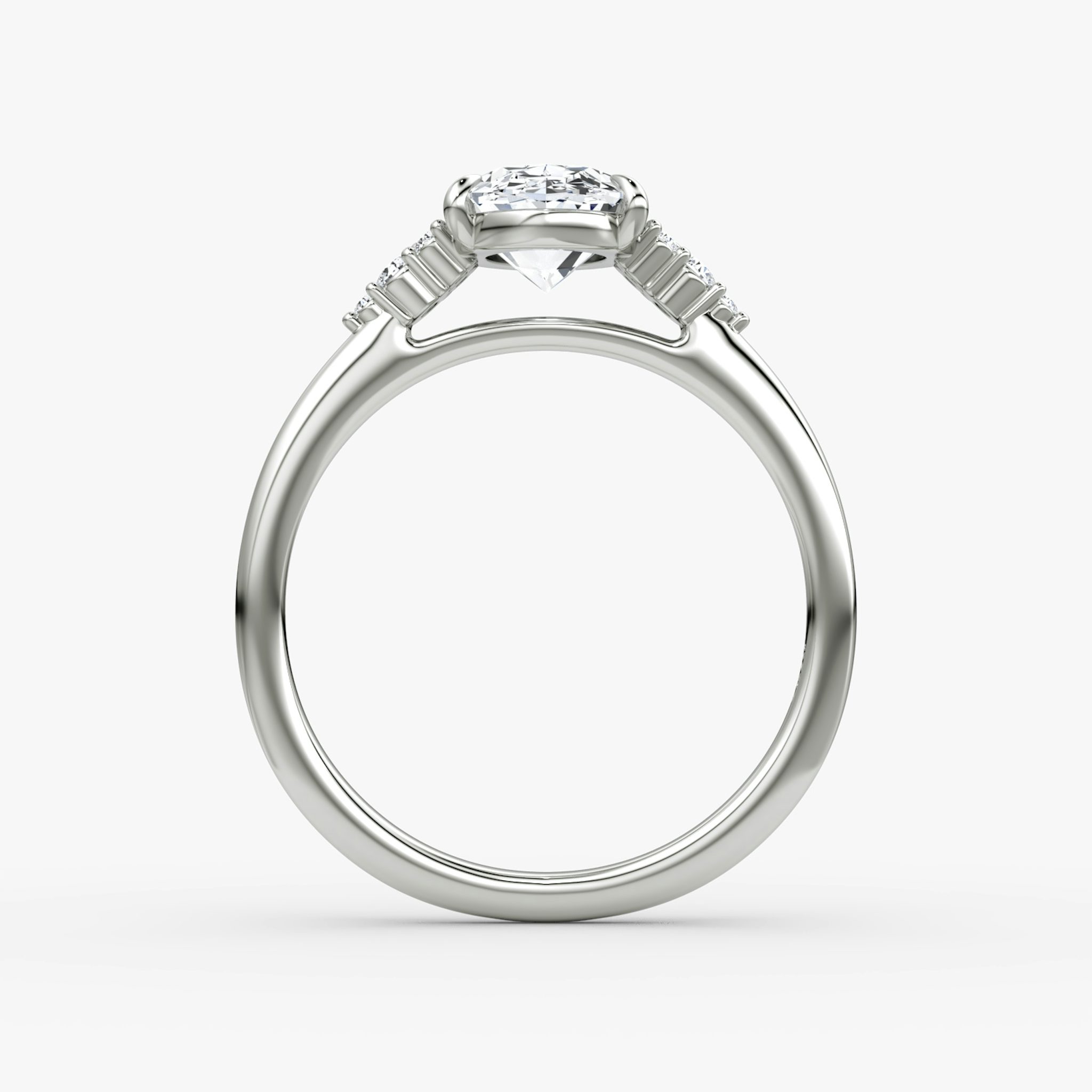 The Side Cluster Cathedral | Oval | Platinum | bandAccent: Plain | diamondOrientation: vertical | caratWeight: other
