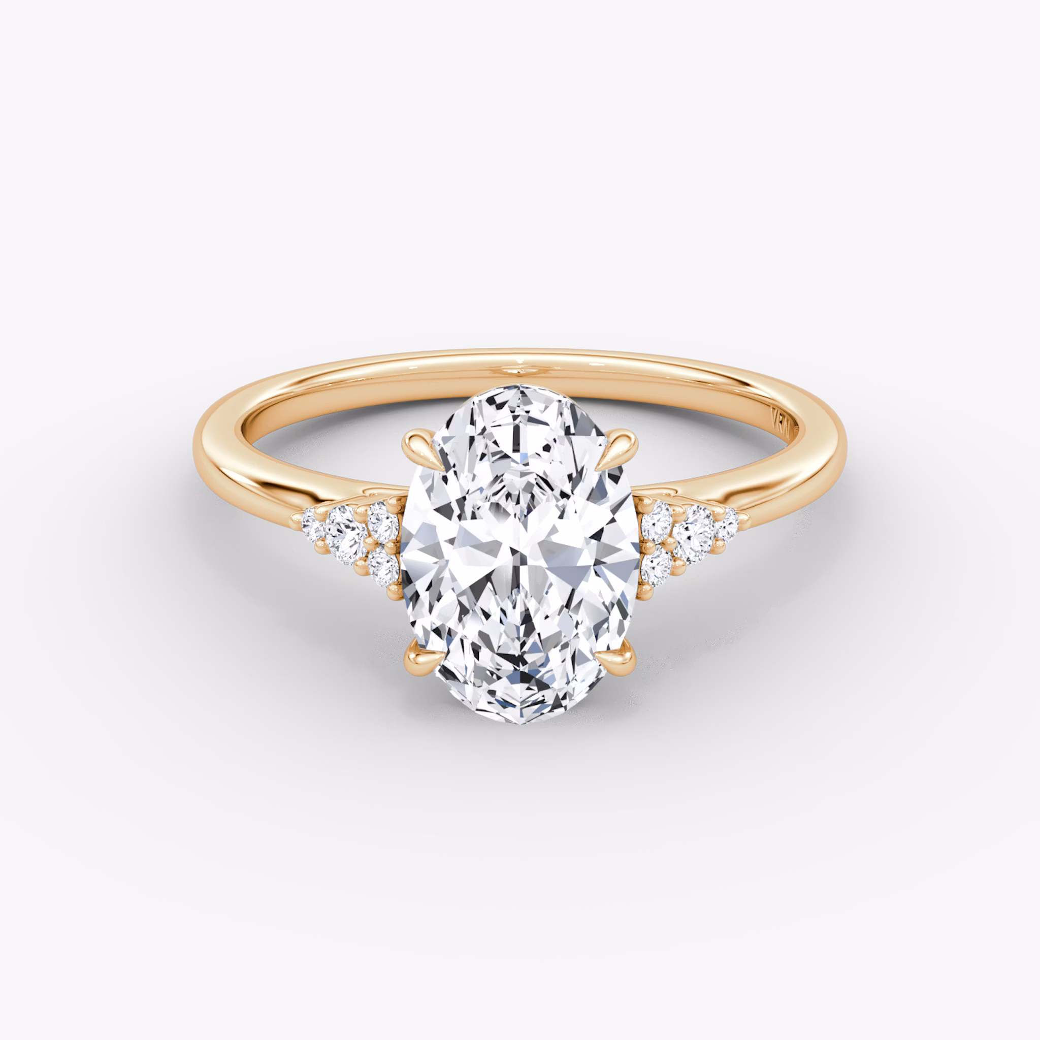 Anillo de compromiso Side Cluster Cathedral | Oval | 14k | Oro rosa | bandAccent: Simple | diamondOrientation: vertical | caratWeight: other