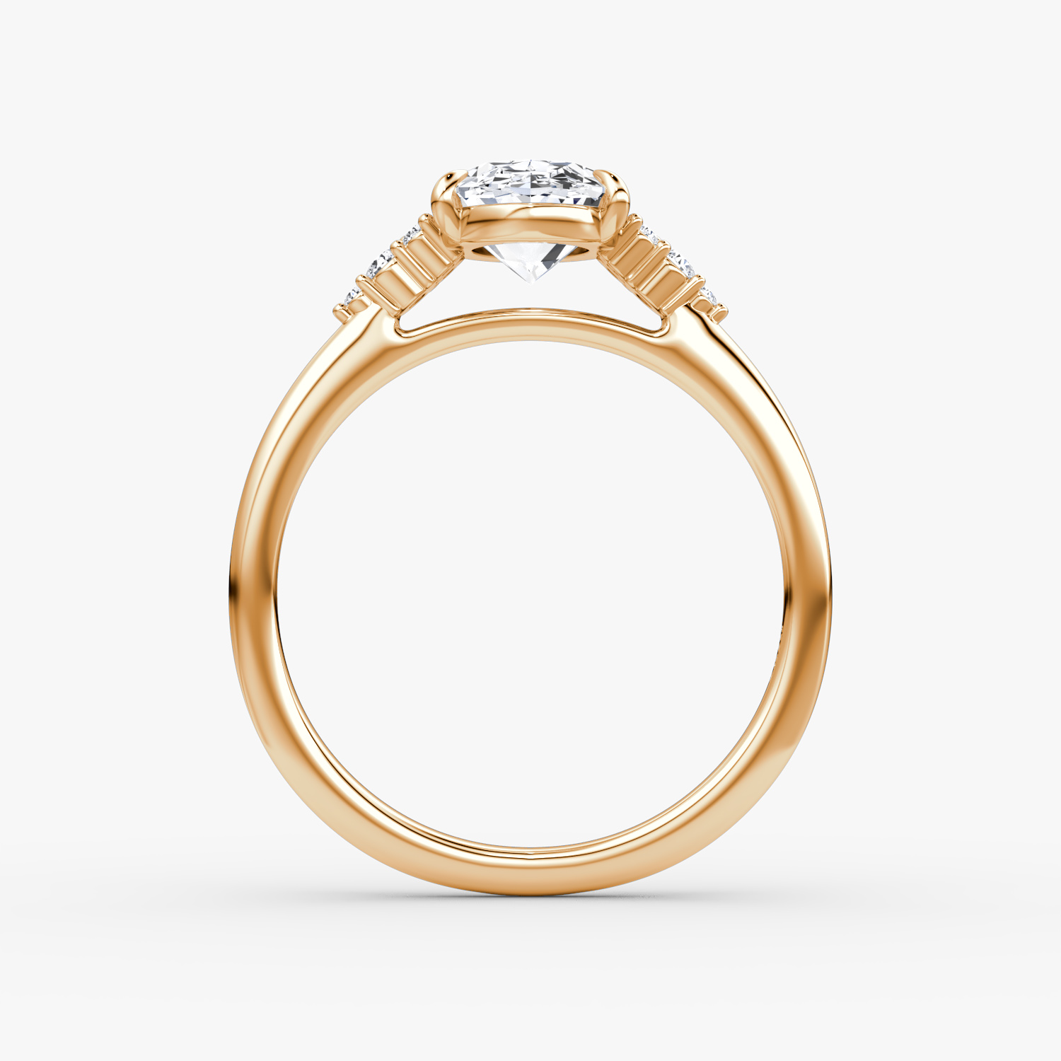 Anillo de compromiso Side Cluster Cathedral | Oval | 14k | Oro rosa | bandAccent: Simple | diamondOrientation: vertical | caratWeight: other
