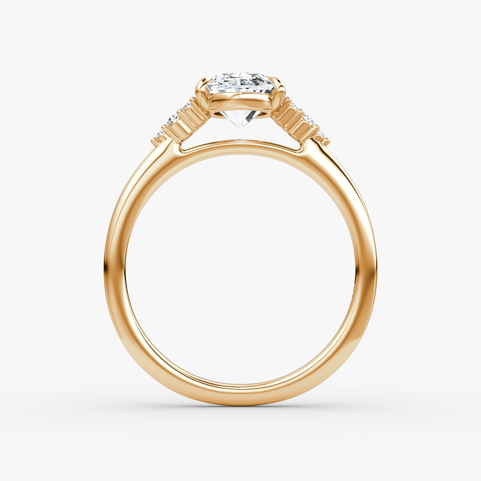 Anillo de compromiso Side Cluster Cathedral | Oval | 14k | Oro rosa | bandAccent: Simple | diamondOrientation: vertical | caratWeight: other
