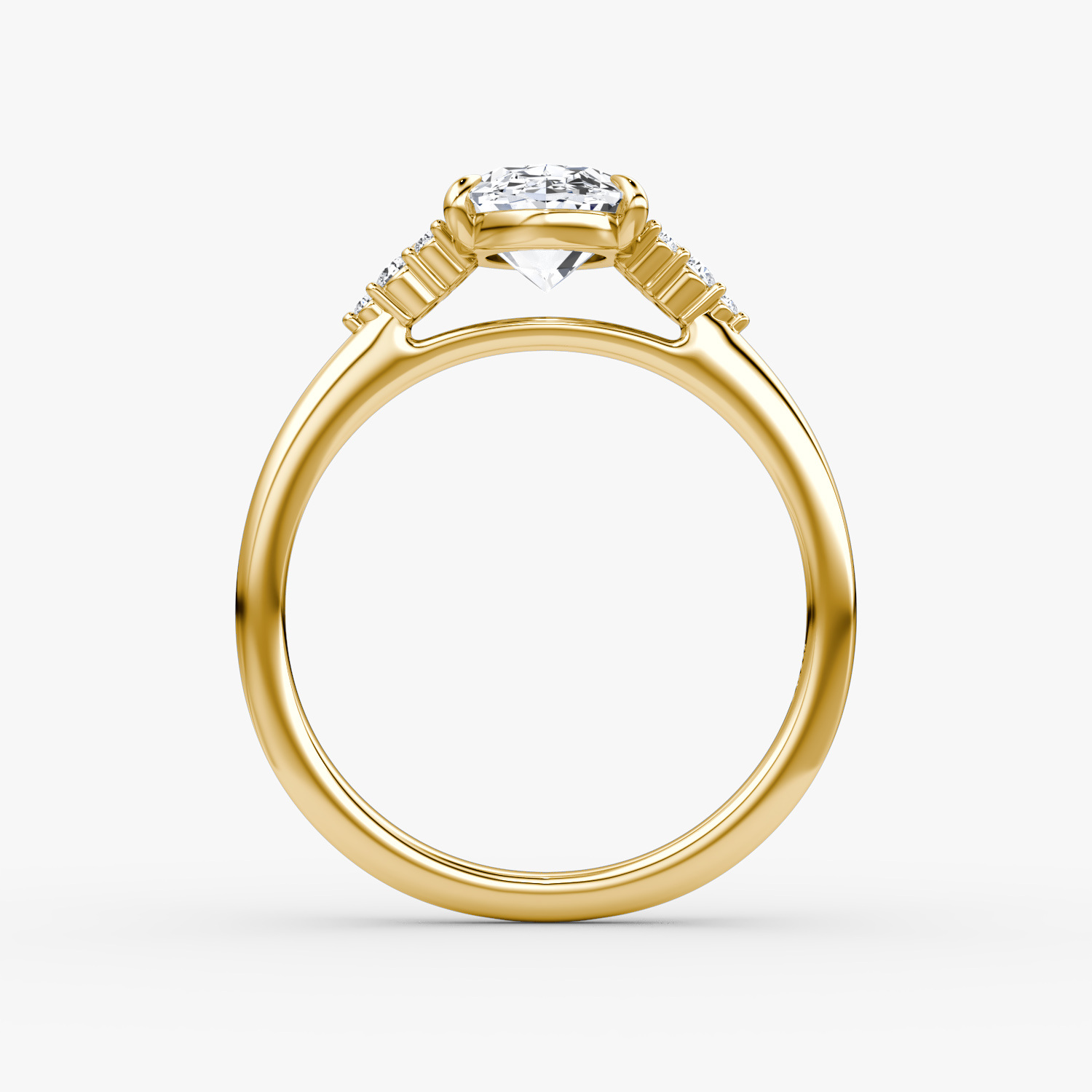 Anillo de compromiso Side Cluster Cathedral | Oval | 18k | Oro amarillo | bandAccent: Simple | diamondOrientation: vertical | caratWeight: other
