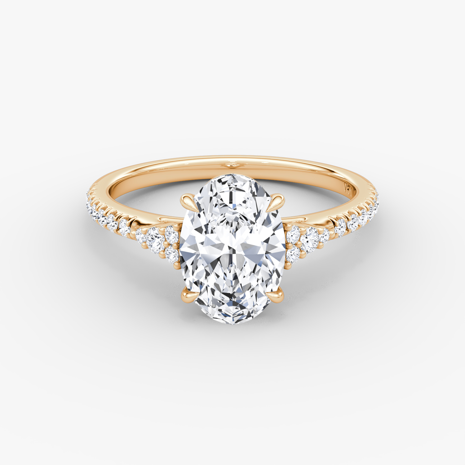The Side Cluster Cathedral | Oval | 14k | Rose Gold | bandAccent: Pavé | diamondOrientation: vertical | caratWeight: other