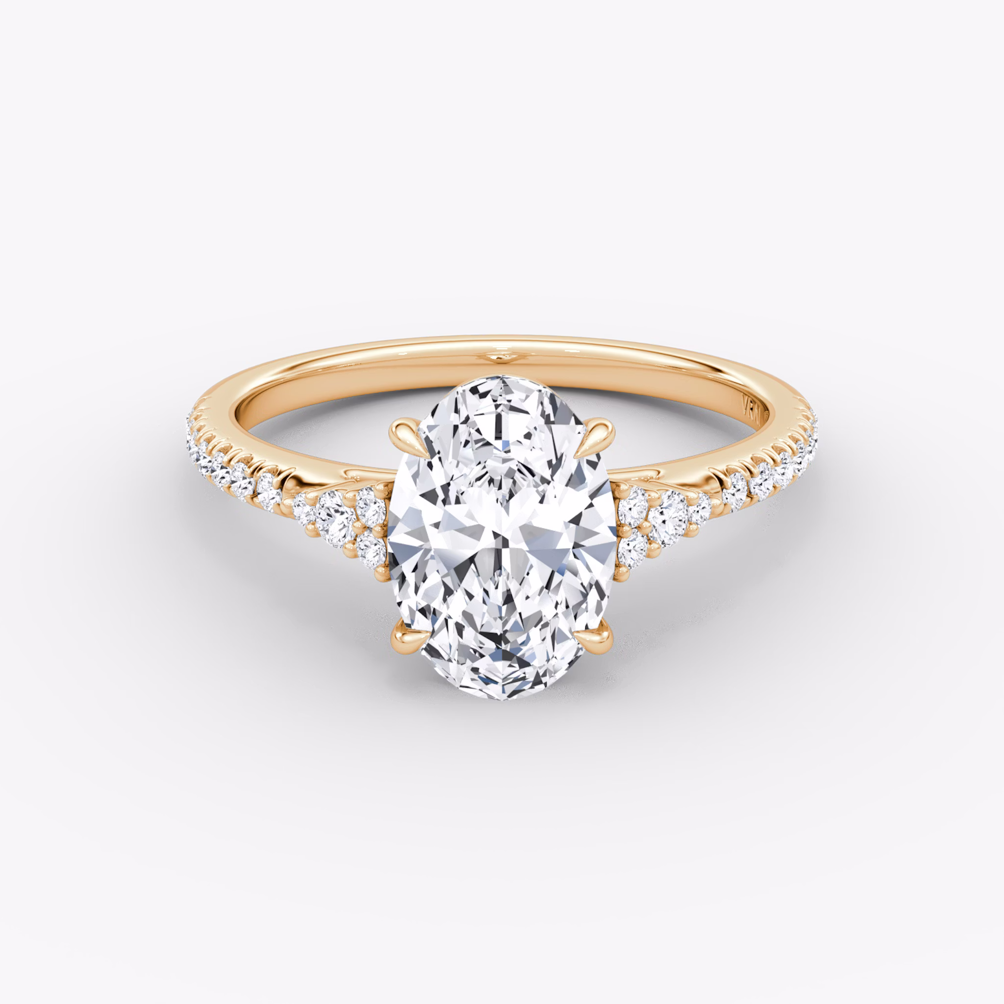 The Side Cluster Cathedral | Oval | 14k | Rose Gold | bandAccent: Pavé | diamondOrientation: vertical | caratWeight: other