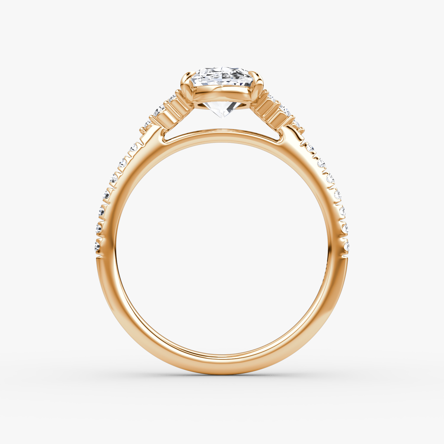 The Side Cluster Cathedral | Oval | 14k | Rose Gold | bandAccent: Pavé | diamondOrientation: vertical | caratWeight: other