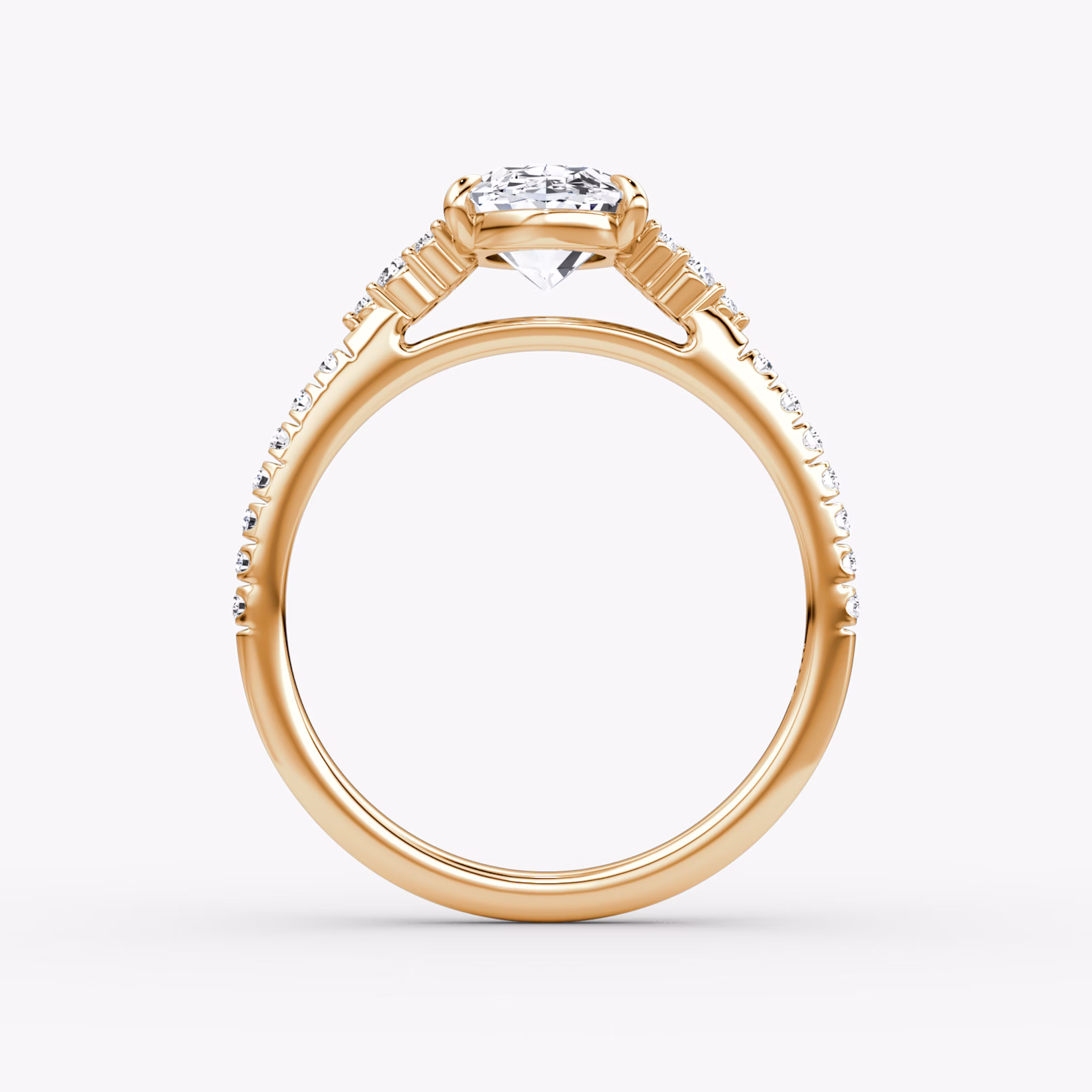 The Side Cluster Cathedral | Oval | 14k | Rose Gold | bandAccent: Pavé | diamondOrientation: vertical | caratWeight: other