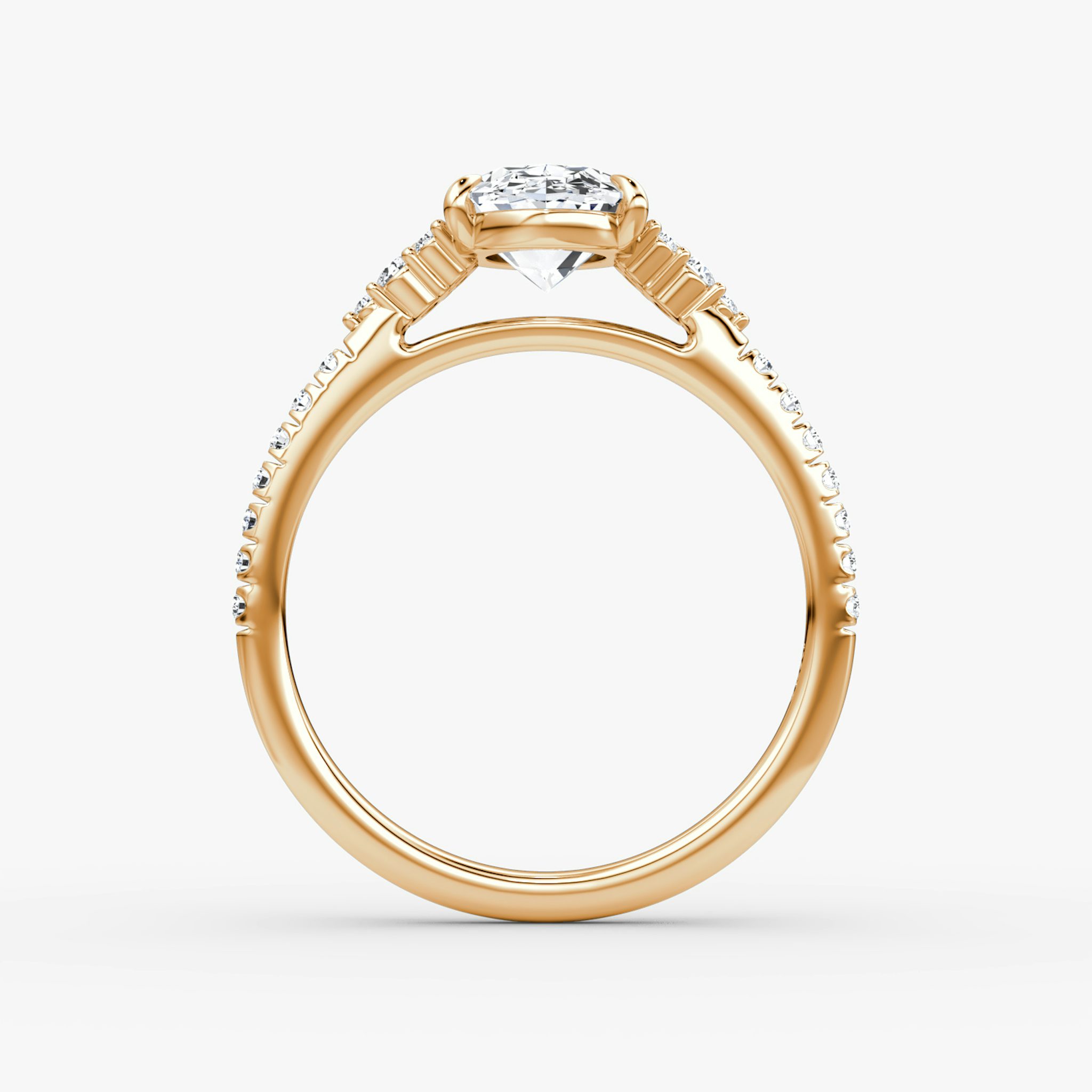 The Side Cluster Cathedral | Oval | 14k | Rose Gold | bandAccent: Pavé | diamondOrientation: vertical | caratWeight: other