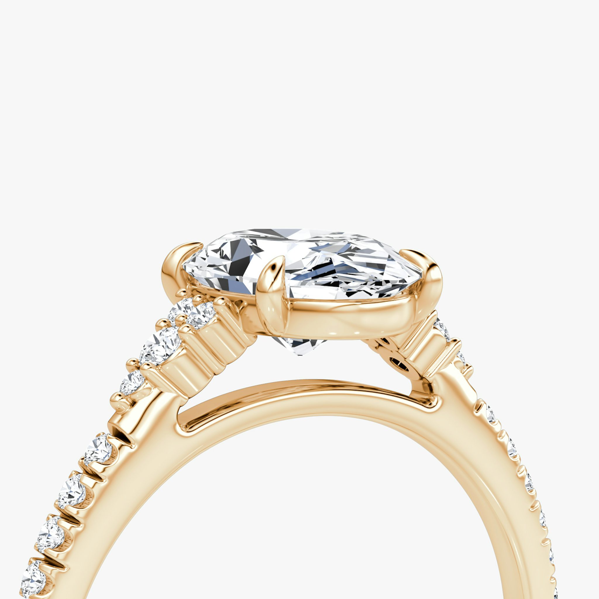 The Side Cluster Cathedral | Oval | 14k | Rose Gold | bandAccent: Pavé | diamondOrientation: vertical | caratWeight: other