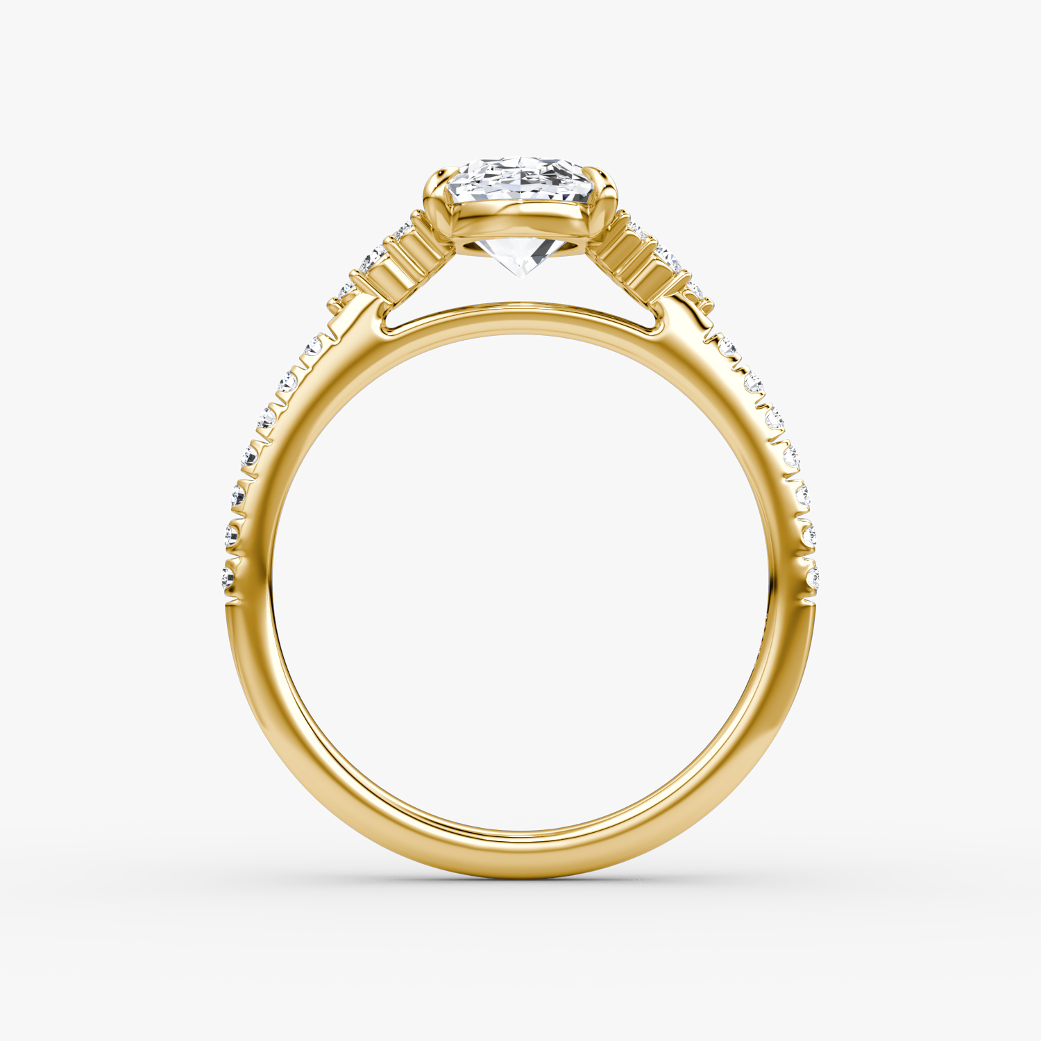 Anillo de compromiso Side Cluster Cathedral | Oval | 18k | Oro amarillo | bandAccent: Pavé | diamondOrientation: vertical | caratWeight: other