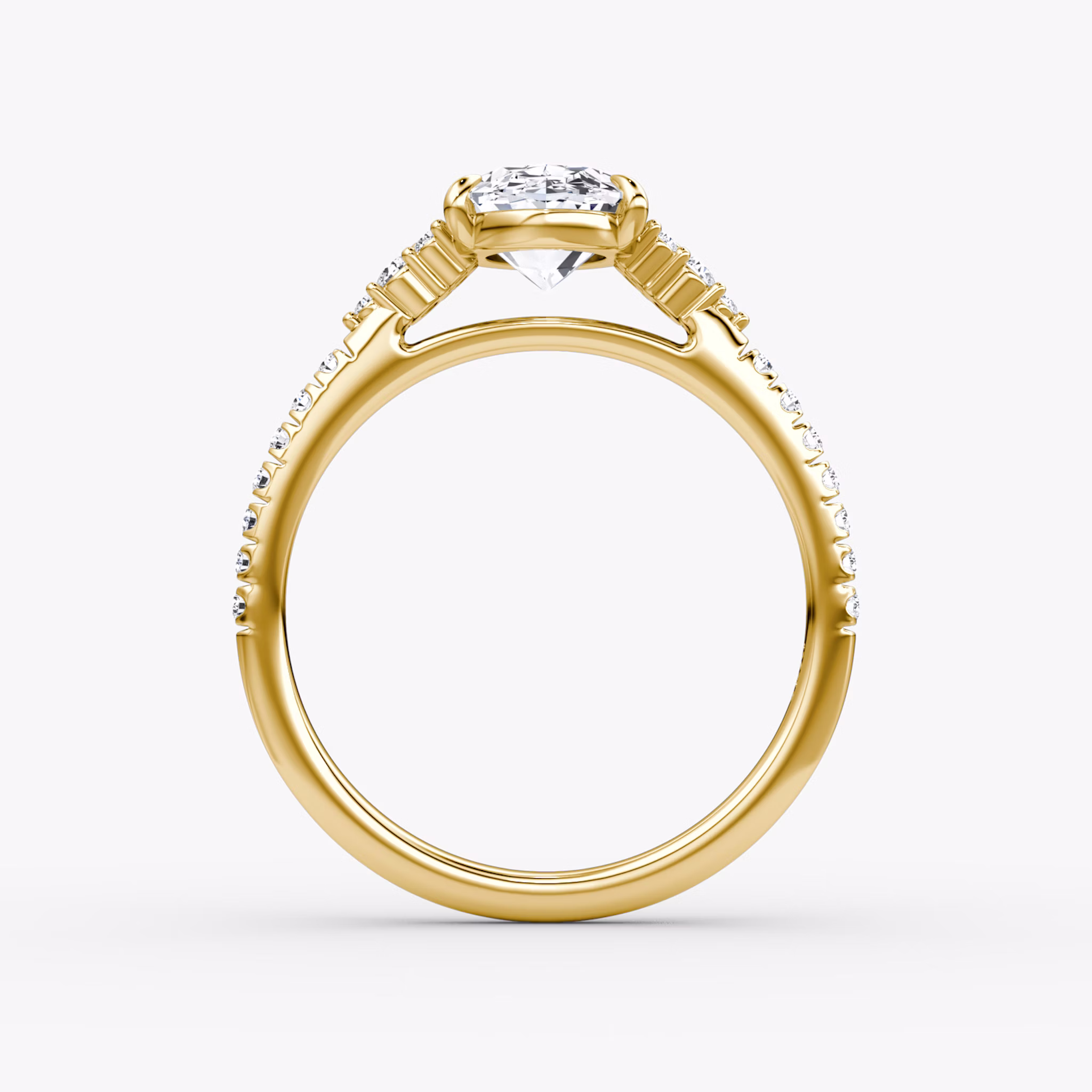 Anillo de compromiso Side Cluster Cathedral | Oval | 18k | Oro amarillo | bandAccent: Pavé | diamondOrientation: vertical | caratWeight: other