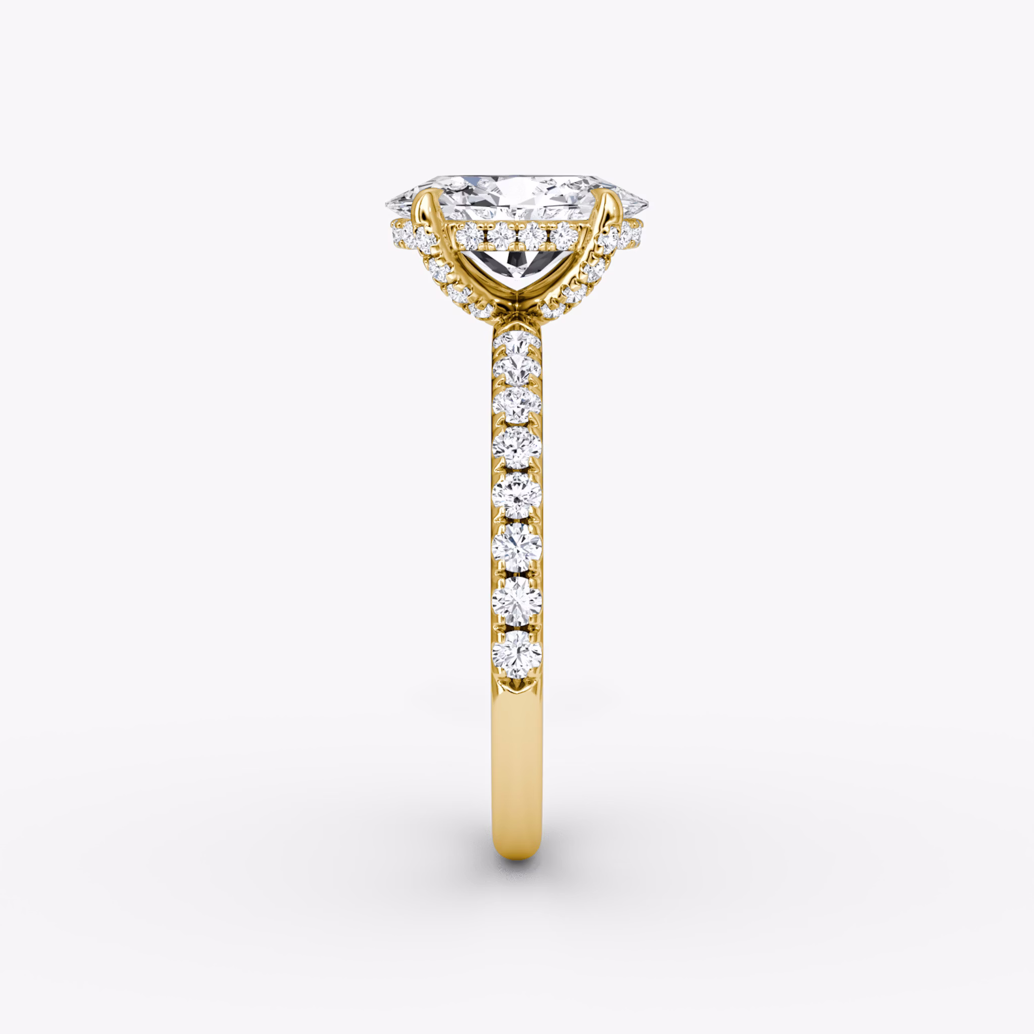 The Classic Hidden Halo | Oval | 18k | Yellow Gold | bandAccent: Pavé | bandWidth: large | prongStyle: Pavé | diamondOrientation: vertical | caratWeight: other