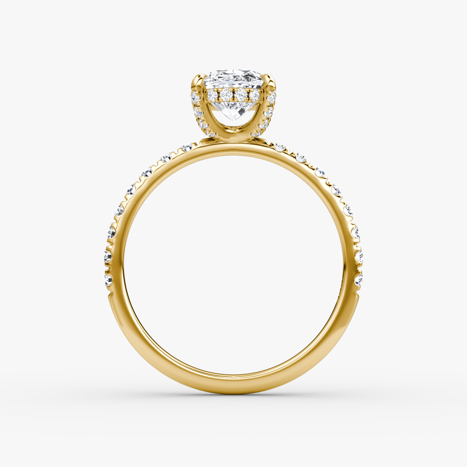 The Classic Hidden Halo | Oval | 18k | Yellow Gold | bandAccent: Pavé | bandWidth: large | prongStyle: Pavé | diamondOrientation: vertical | caratWeight: other