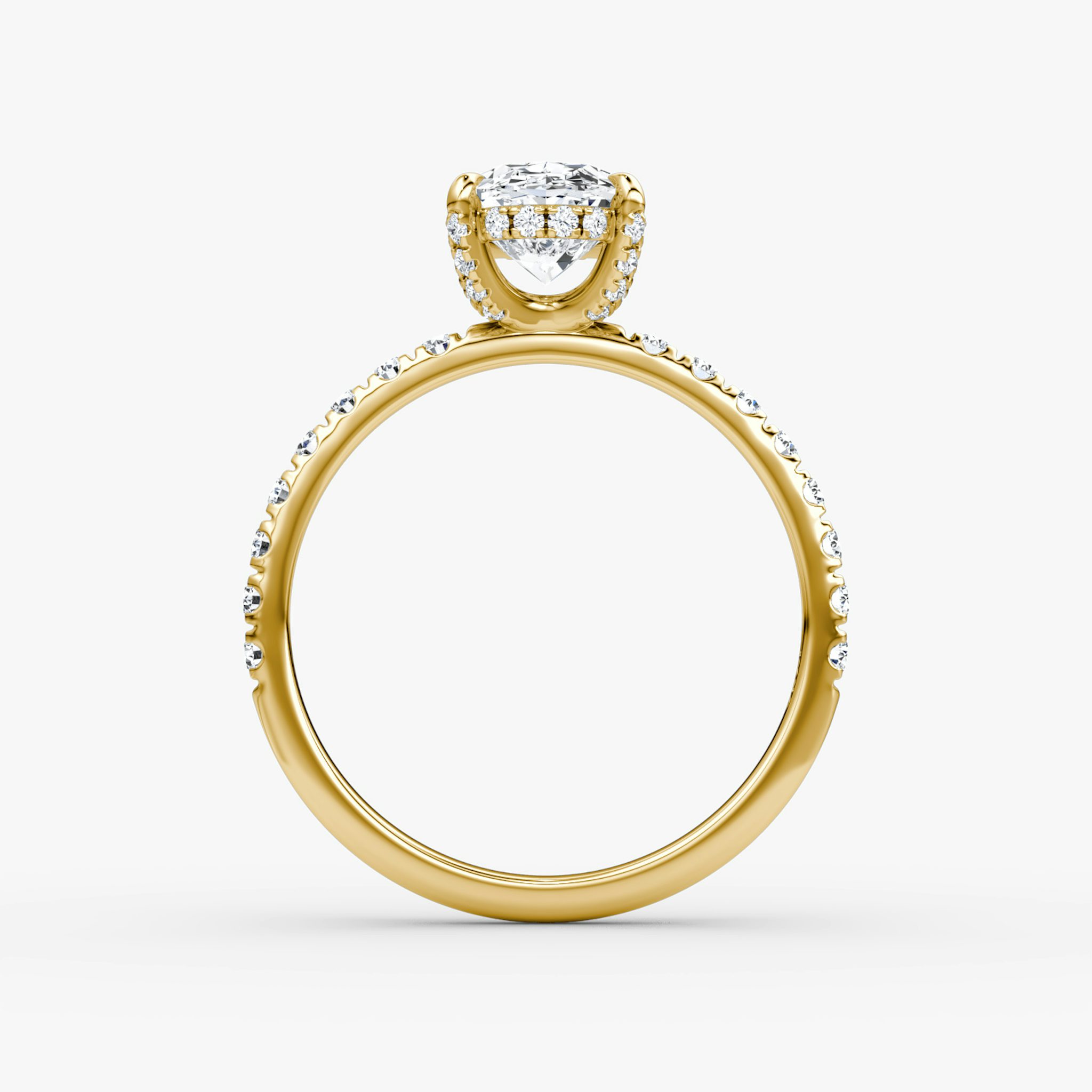 The Classic Hidden Halo | Oval | 18k | Yellow Gold | bandAccent: Pavé | bandWidth: large | prongStyle: Pavé | diamondOrientation: vertical | caratWeight: other