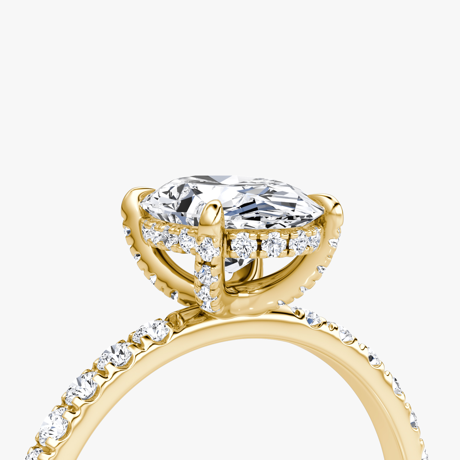The Classic Hidden Halo | Oval | 18k | Yellow Gold | bandAccent: Pavé | bandWidth: large | prongStyle: Pavé | diamondOrientation: vertical | caratWeight: other