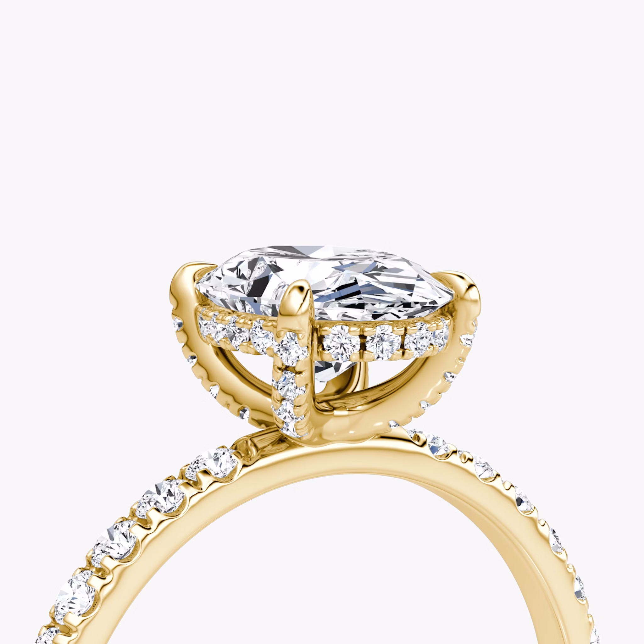 The Classic Hidden Halo | Oval | 18k | Yellow Gold | bandAccent: Pavé | bandWidth: large | prongStyle: Pavé | diamondOrientation: vertical | caratWeight: other