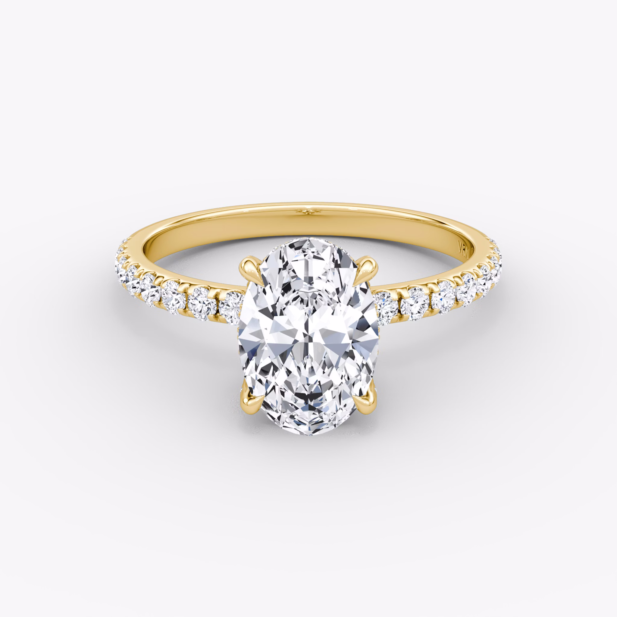 The Classic Hidden Halo | Oval | 18k | Yellow Gold | bandAccent: Pavé | bandWidth: large | prongStyle: Pavé | diamondOrientation: vertical | caratWeight: other