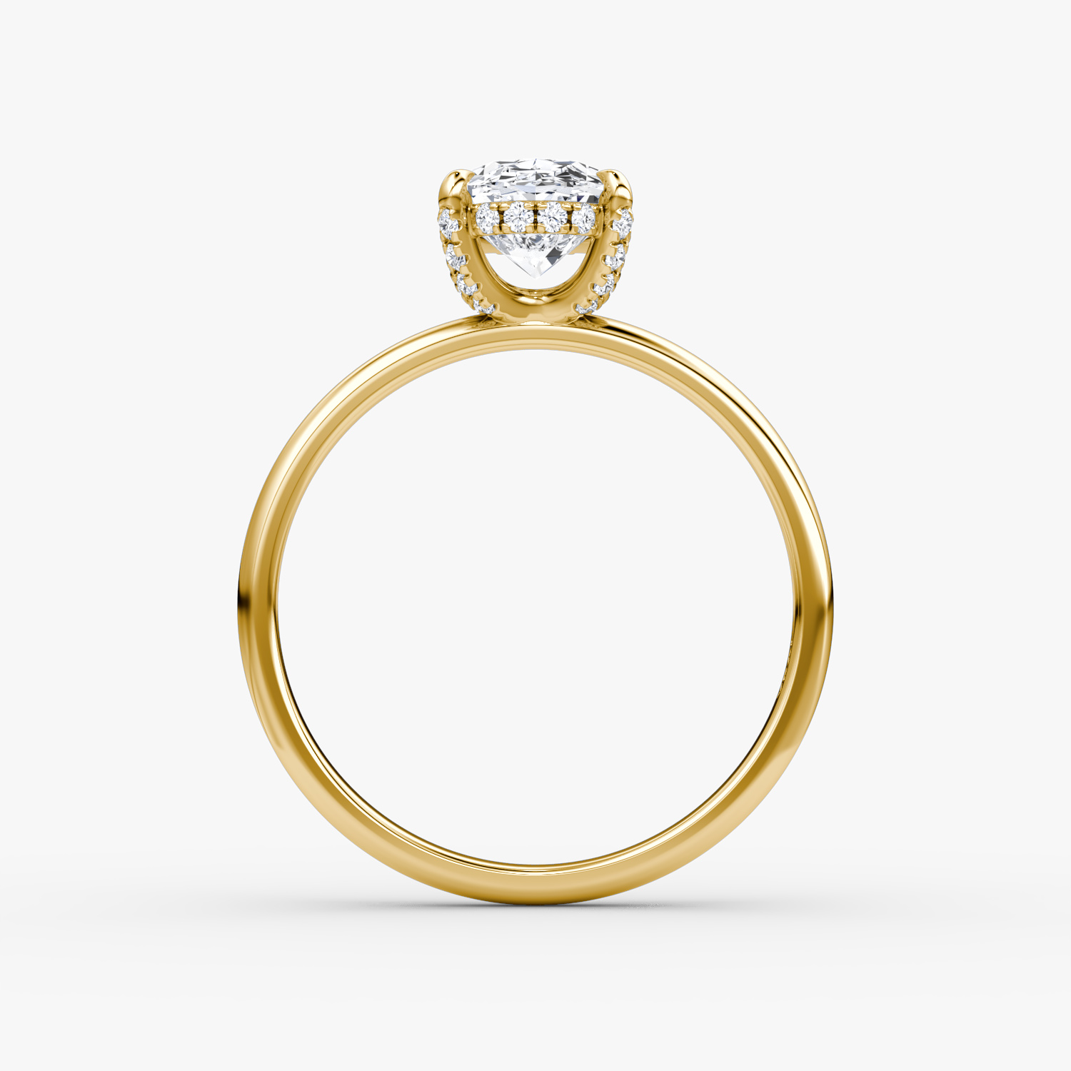 The Classic Hidden Halo | Oval | 18k | Yellow Gold | bandAccent: Plain | bandWidth: large | prongStyle: Pavé | diamondOrientation: vertical | caratWeight: other