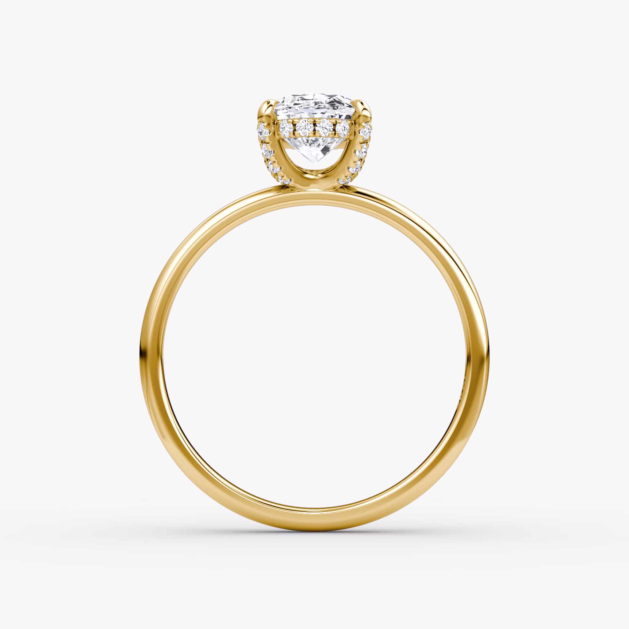 The Classic Hidden Halo | Oval | 18k | Yellow Gold | bandAccent: Plain | bandWidth: large | prongStyle: Pavé | diamondOrientation: vertical | caratWeight: other