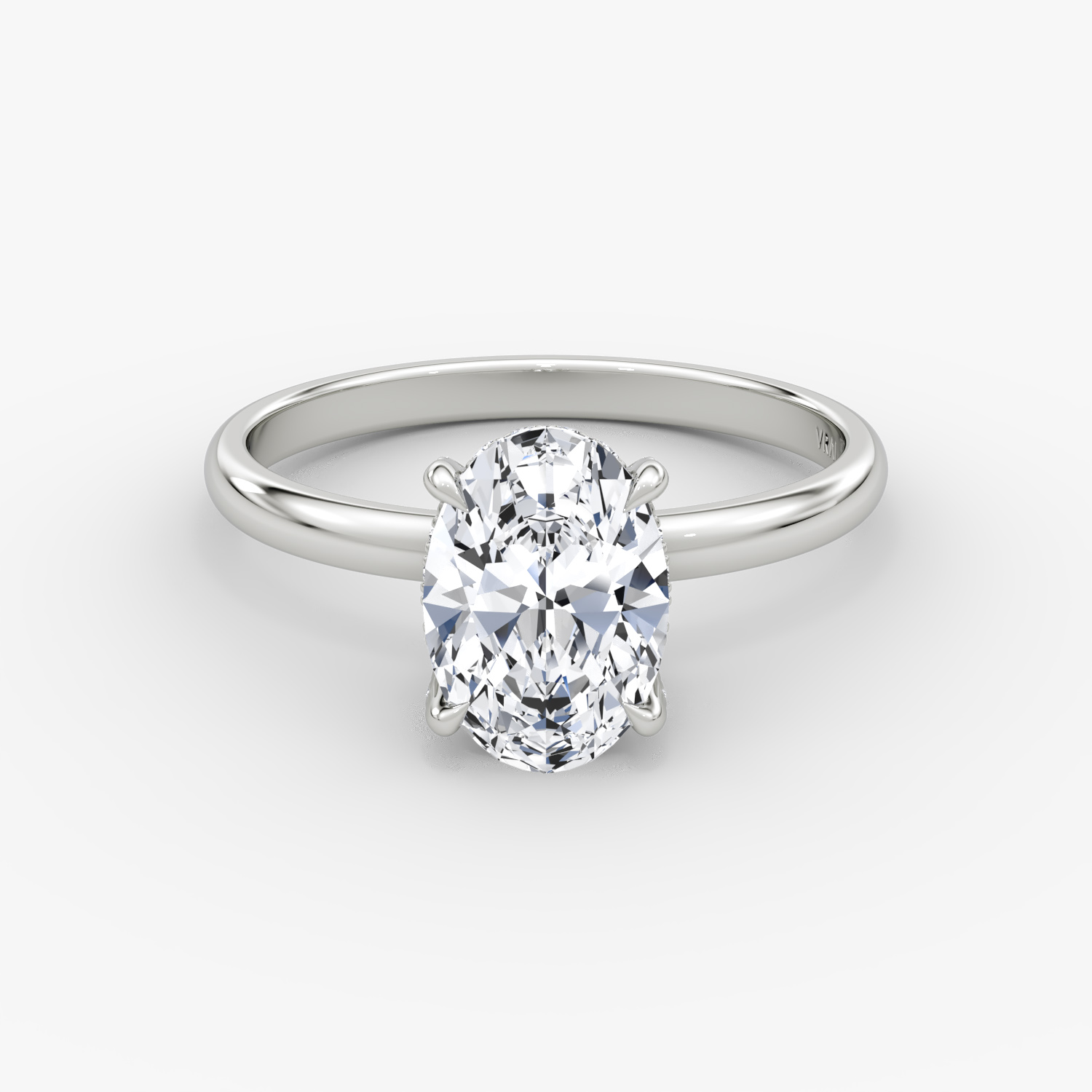 The Classic Hidden Halo | Oval | Platinum | bandAccent: Plain | bandWidth: large | prongStyle: Pavé | diamondOrientation: vertical | caratWeight: other