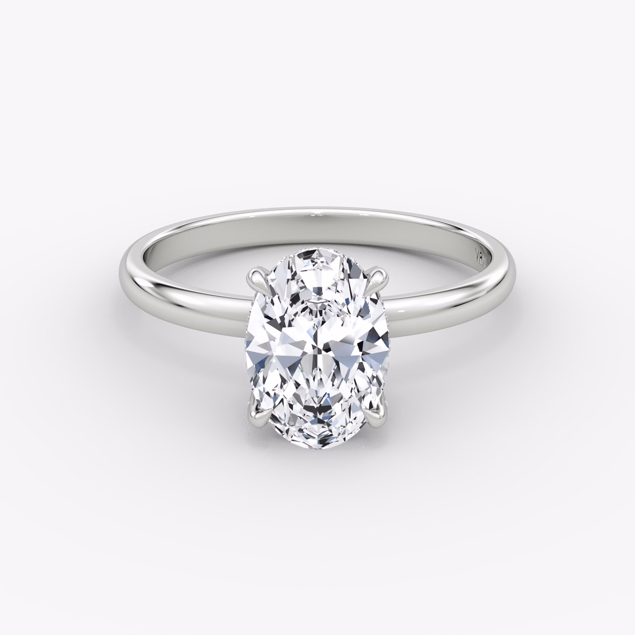 The Classic Hidden Halo | Oval | Platinum | bandAccent: Plain | bandWidth: large | prongStyle: Pavé | diamondOrientation: vertical | caratWeight: other