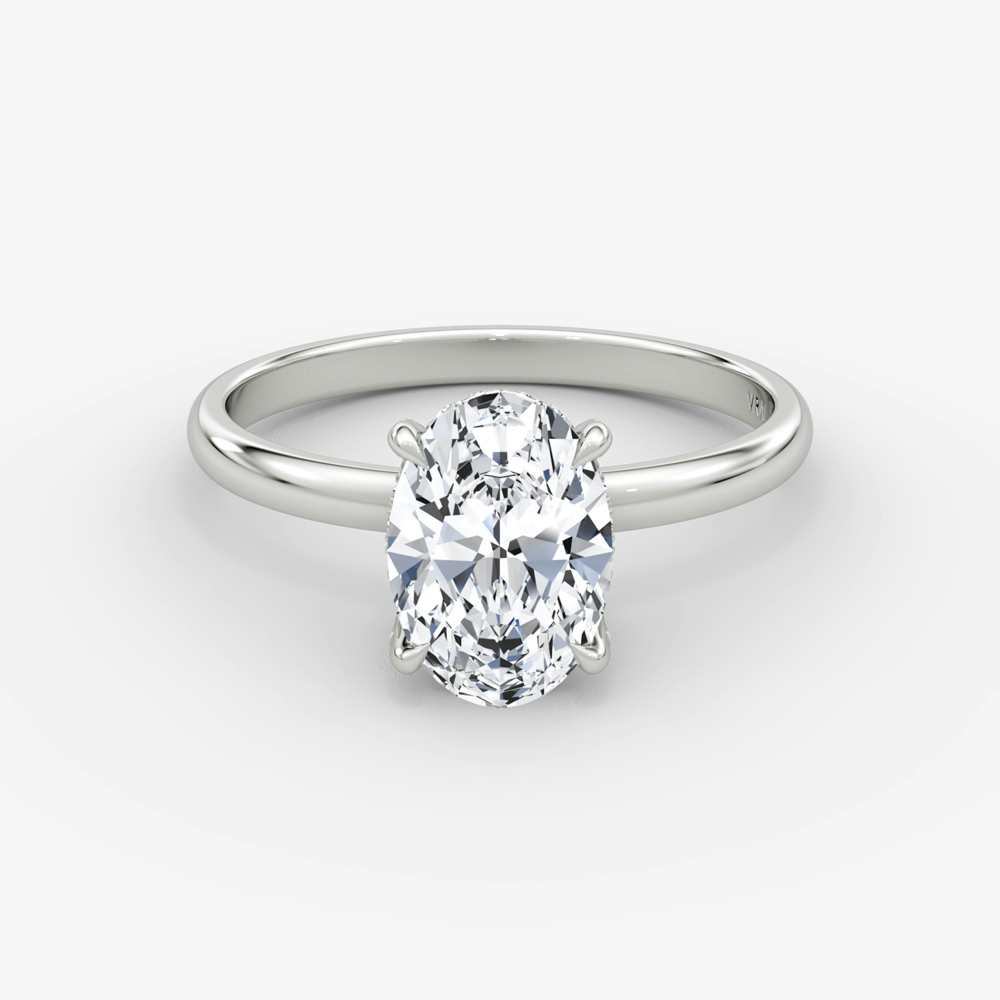 The Classic Hidden Halo | Oval | Platinum | bandAccent: Plain | bandWidth: large | prongStyle: Pavé | diamondOrientation: vertical | caratWeight: other