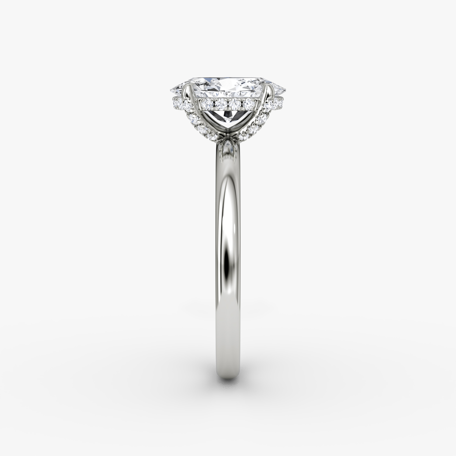 The Classic Hidden Halo | Oval | Platinum | bandAccent: Plain | bandWidth: large | prongStyle: Pavé | diamondOrientation: vertical | caratWeight: other