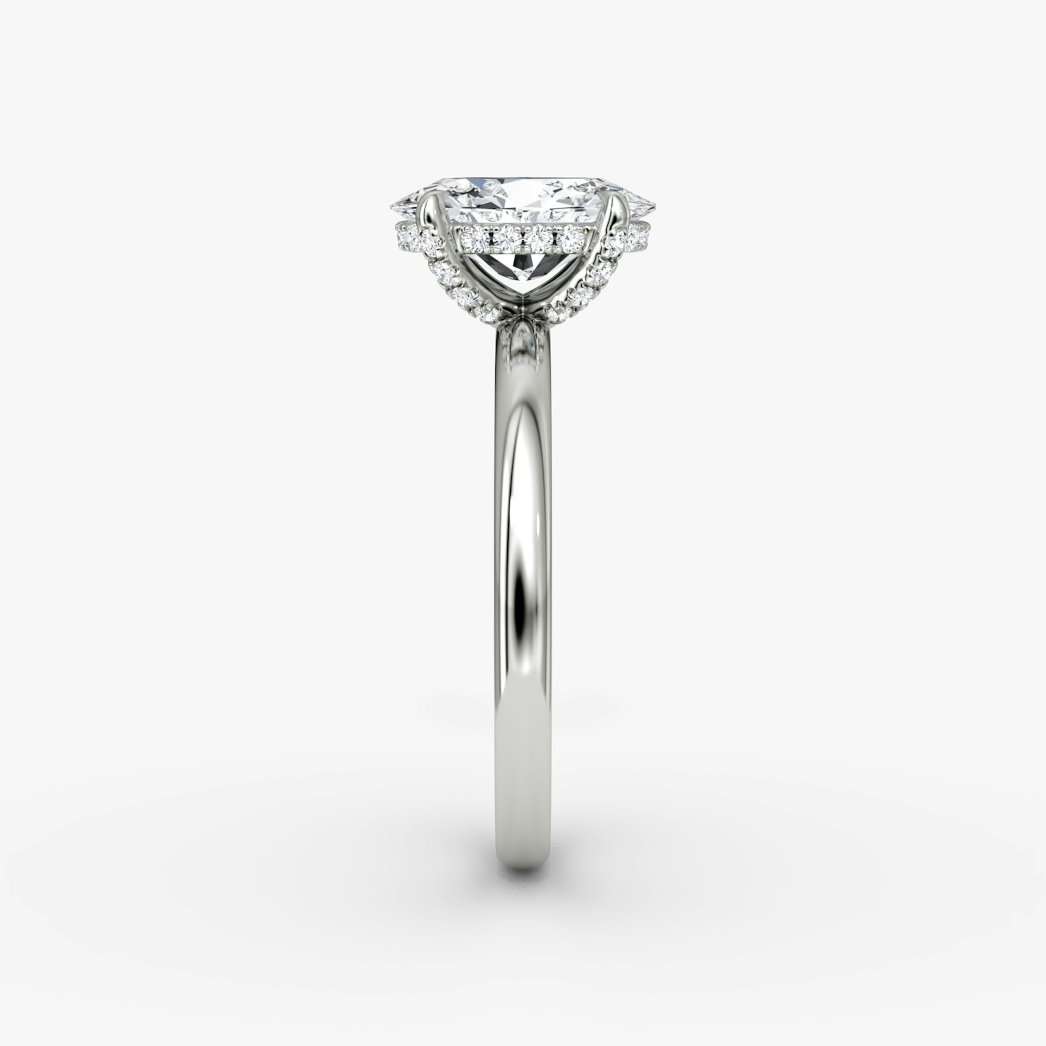 The Classic Hidden Halo | Oval | Platinum | bandAccent: Plain | bandWidth: large | prongStyle: Pavé | diamondOrientation: vertical | caratWeight: other