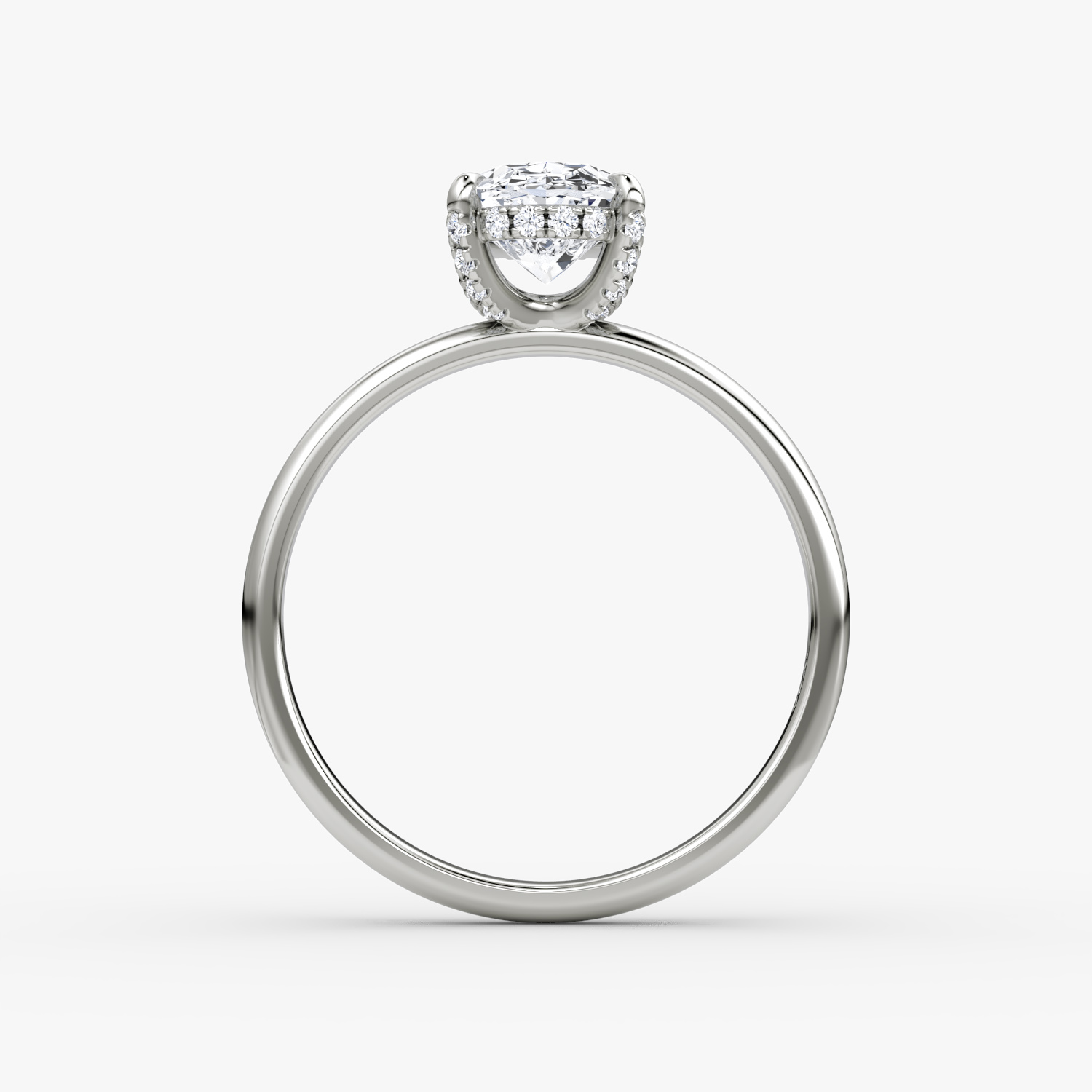 The Classic Hidden Halo | Oval | Platinum | bandAccent: Plain | bandWidth: large | prongStyle: Pavé | diamondOrientation: vertical | caratWeight: other