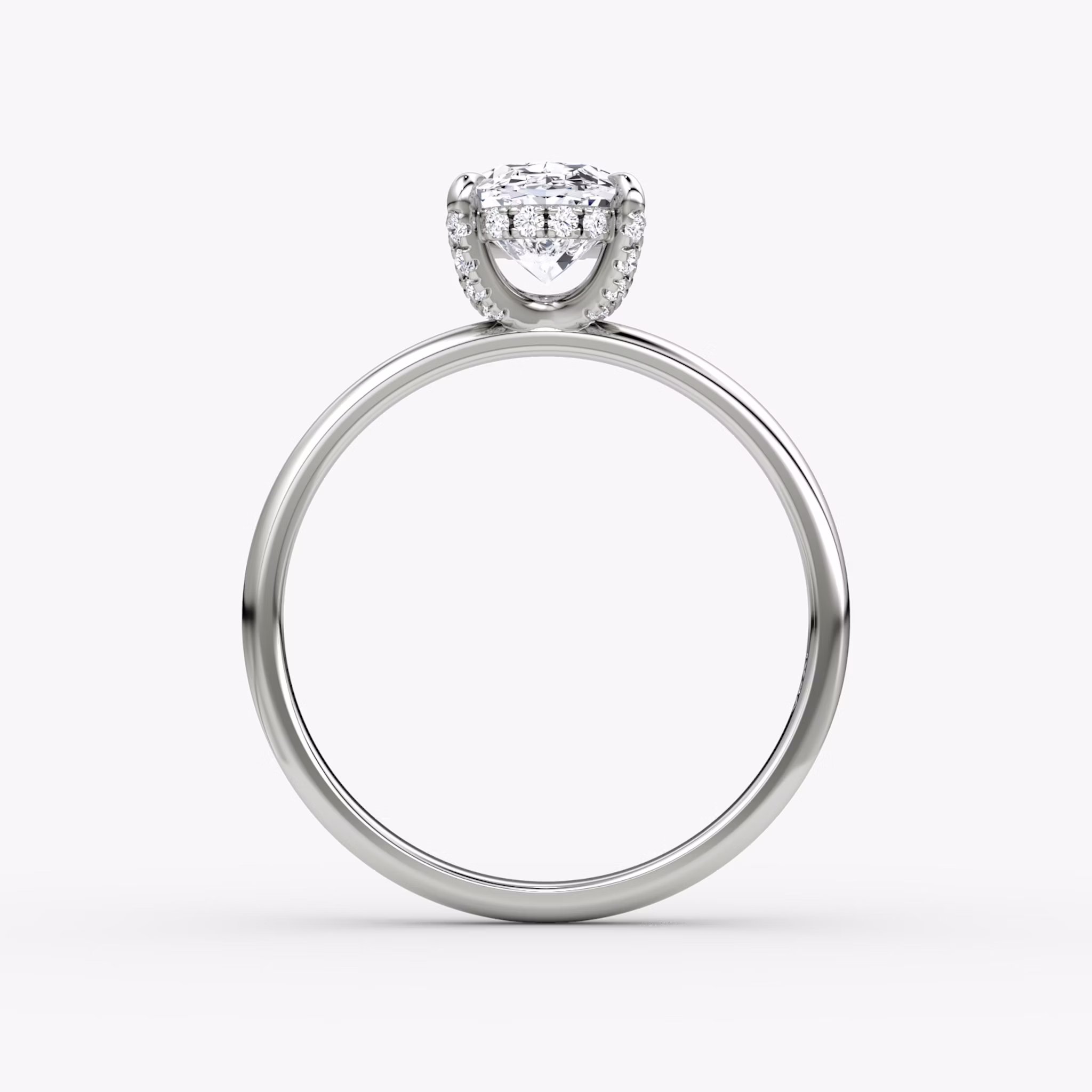 The Classic Hidden Halo | Oval | Platinum | bandAccent: Plain | bandWidth: large | prongStyle: Pavé | diamondOrientation: vertical | caratWeight: other